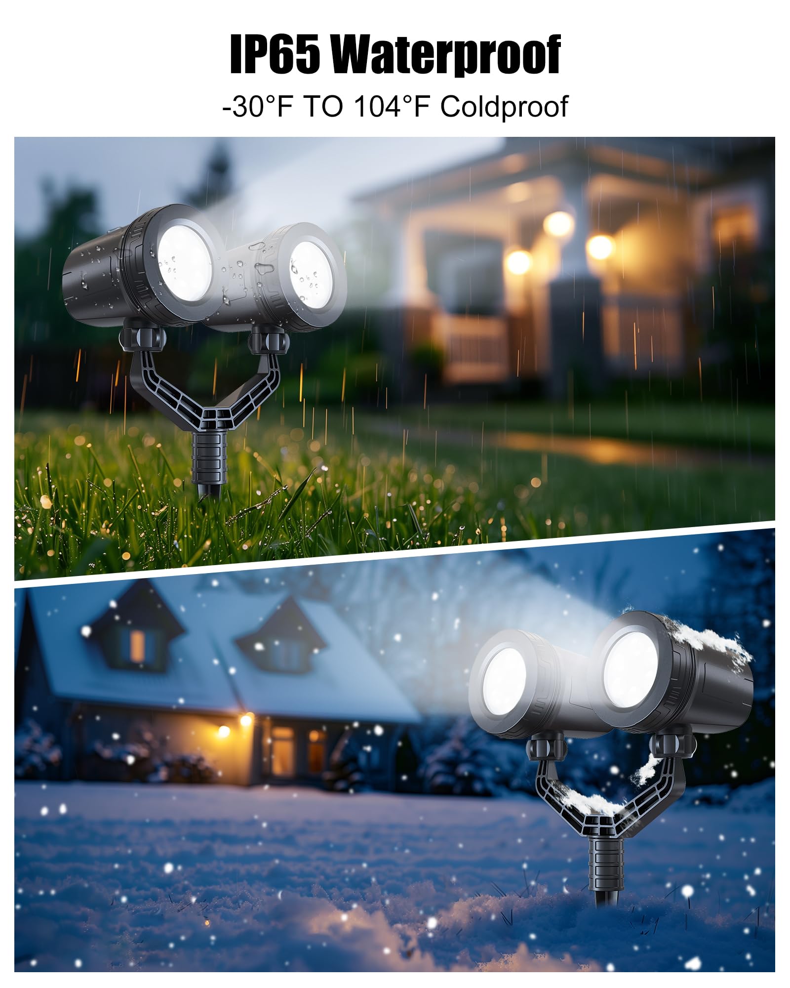 Brightown Snowflake Projector Lights Outdoor, Double Head Dynamic Led Rotating Snowfall Projector, Waterproof Christmas Decorati