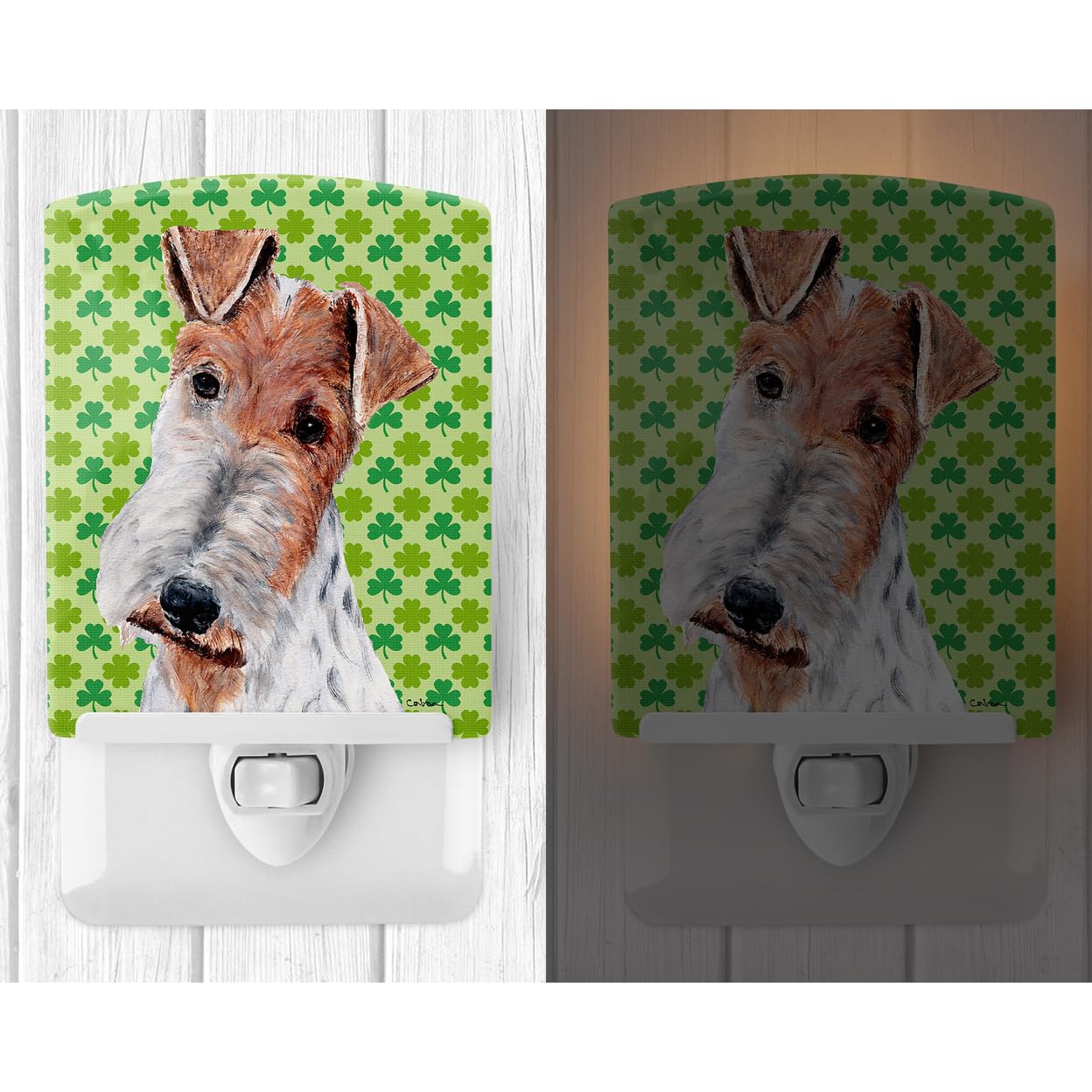Carolines Treasures Ceramic Night Light, Wire Fox Terrier, 6x4x3in, Multicolor, Model SC9724CNL, UL-Certified for Bedroom, Bathroom, Kitchen