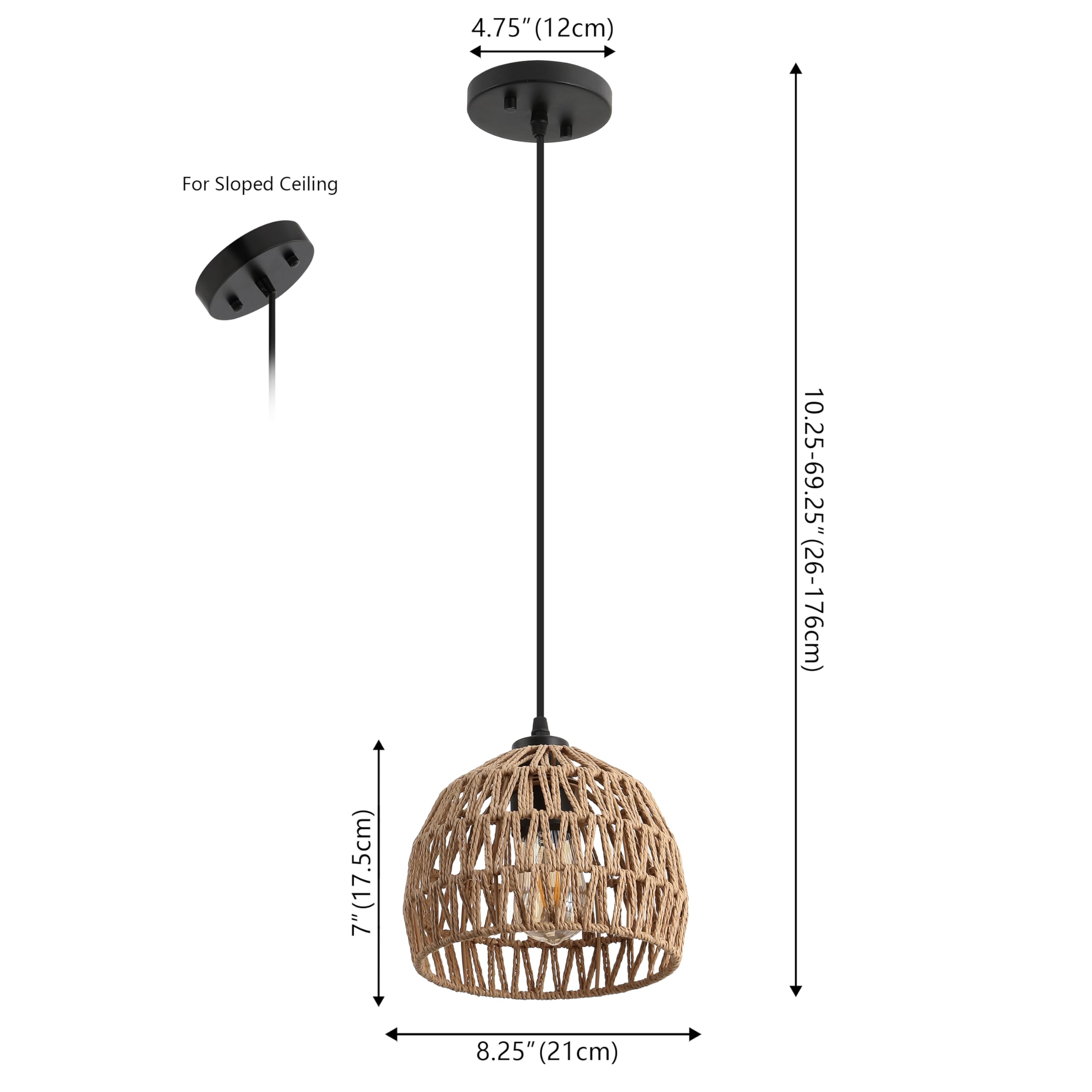 Jonathan Y Jyl6512E Campana 8.25 1-Light Bohemian Modern Woven Rope/Iron Led Pendant Farmhouse, Coastal, Transitional, Kitchen,