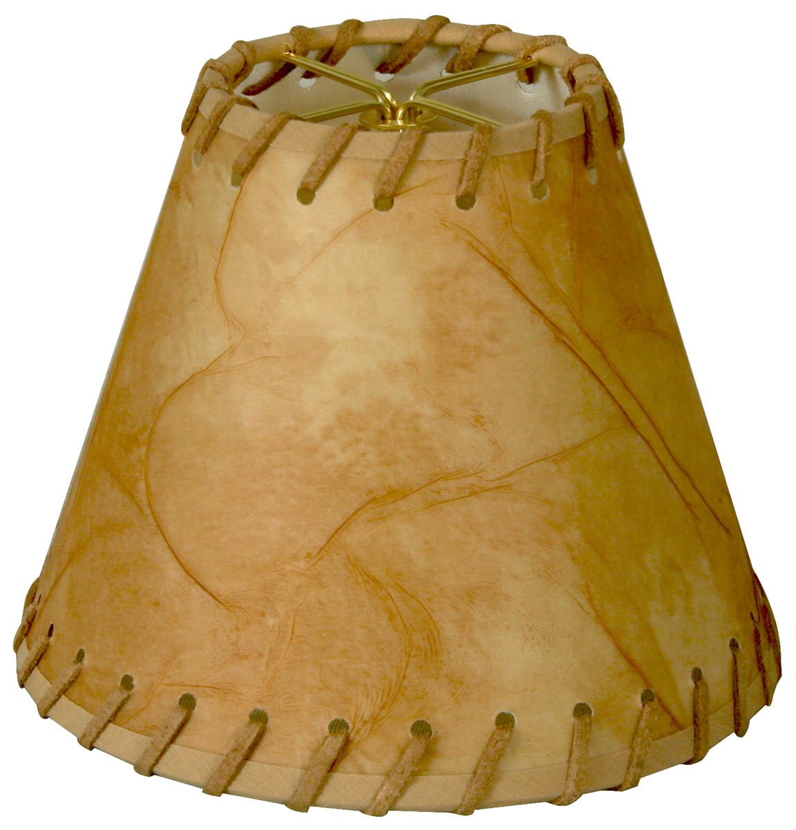 Royal Designs, Inc. Round Faux Leather Chandelier Shade CS-973, Medium Brown, 3in x 6in x 5in, Brass Material