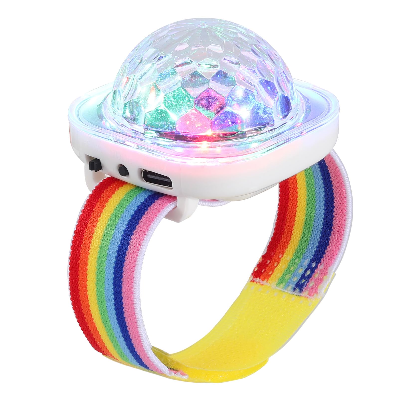Lancoon Disco Ball Light, Wearable Mini Portable LED Lamp Night Strobe Watch Bracelet USB Charging Voice Controlled with Suction