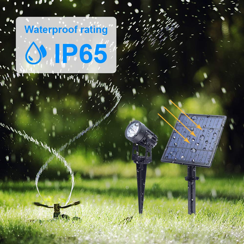 APONUO Solar Spot Lights Outdoor, Metal, IP65 Waterproof, Auto On/Off, 1-in-1, Cool White, 9.8ft Cable, Ideal for Garden and Pathway