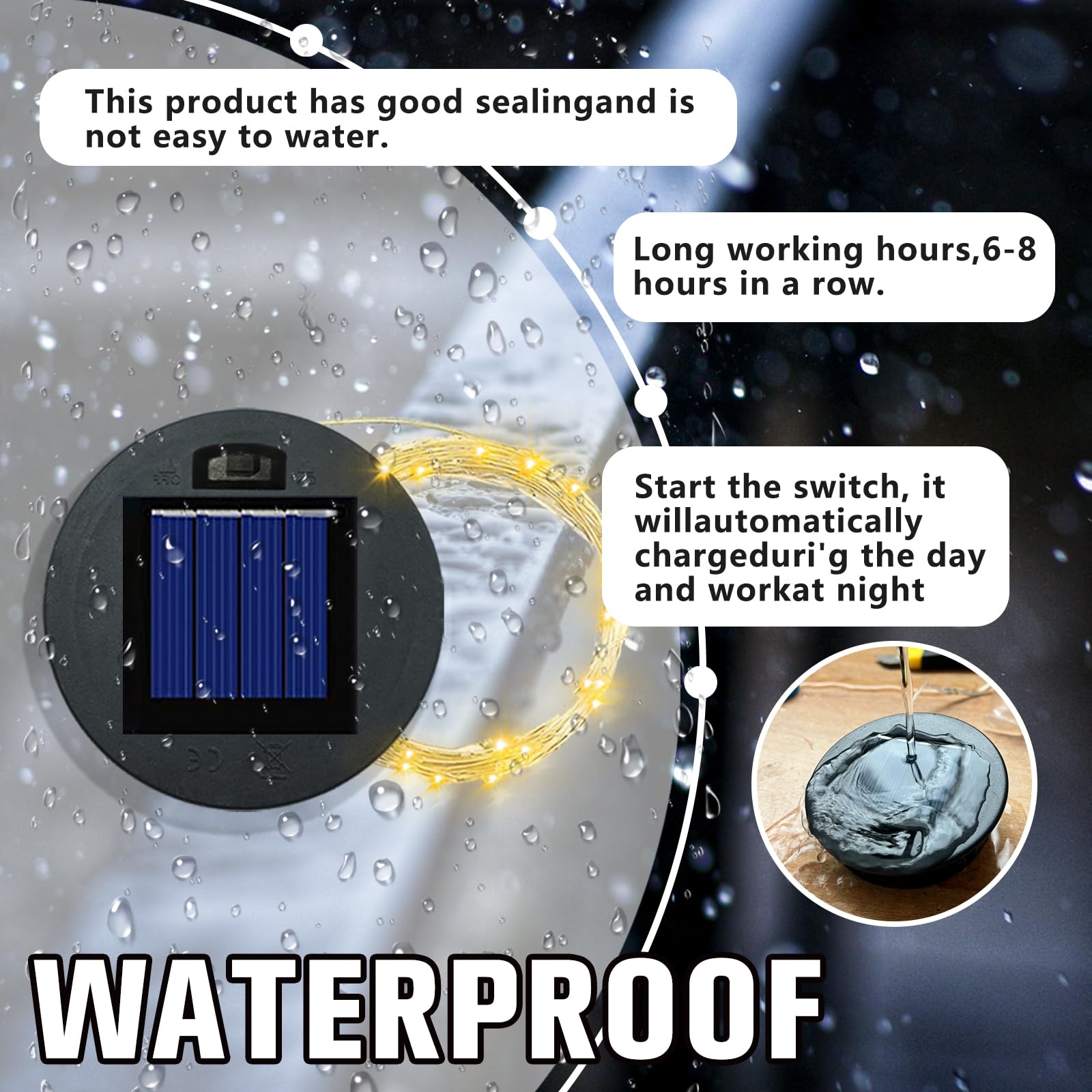 Asdfg Solar Panel Lantern Lid - Waterproof Led Garden Lights, 2 Pack (Warm/Warm)