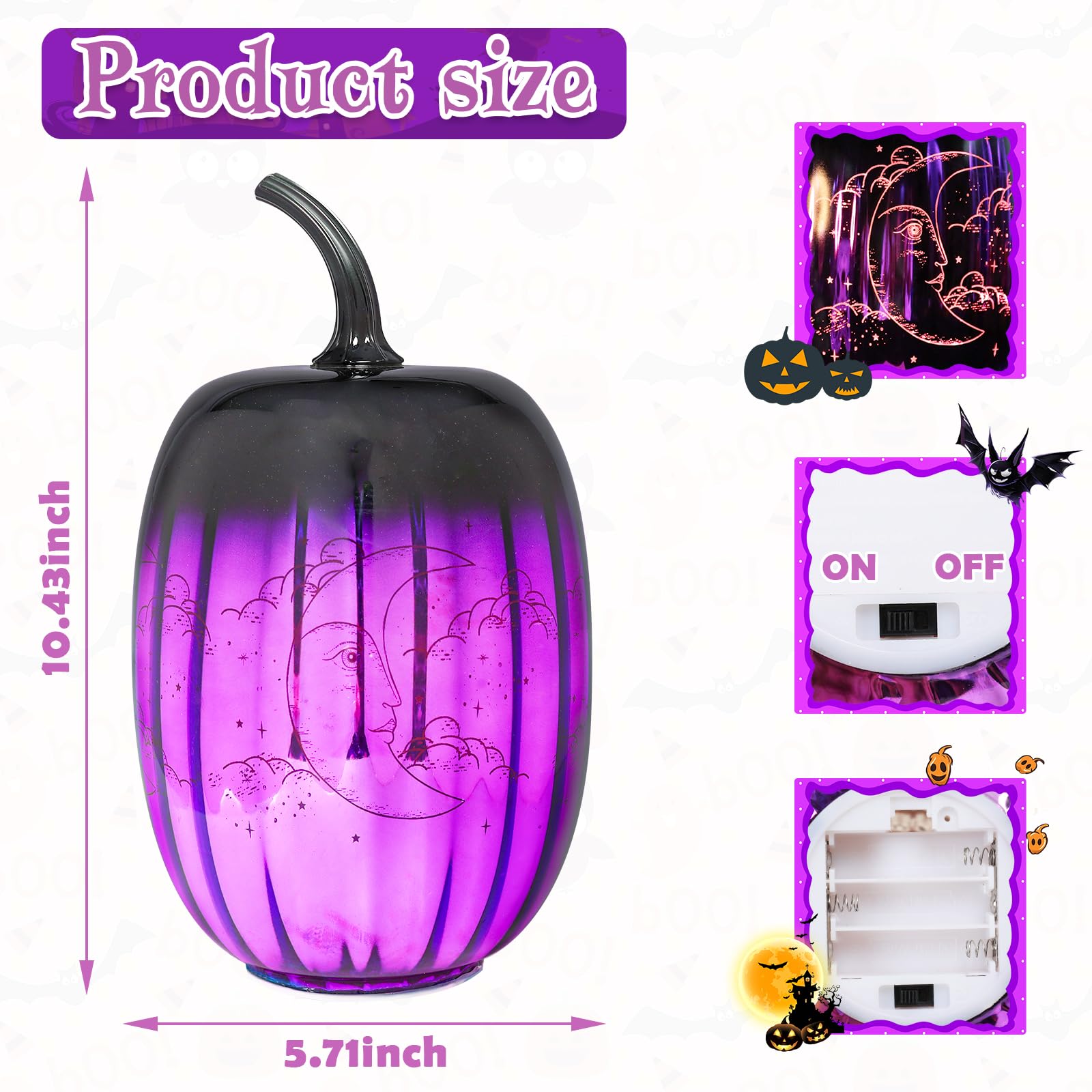 Ovewios Glass Pumpkin Lights  Light Up Pumpkins Table Lamps For Halloween Decorations Fall Thanksgiving Holiday Party Home Tabletop Centerpiece Decor