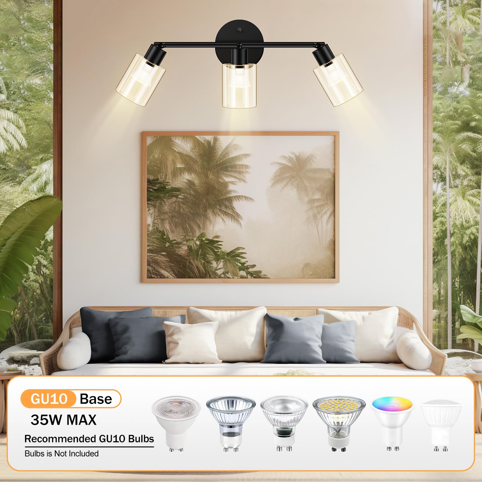 3 Light Led Track Light,Glass Lightshade Track Lighting Kit,Modern 3 Way Ceiling Spot Light For Kitchen,Dining Room,Bedroom,Hall