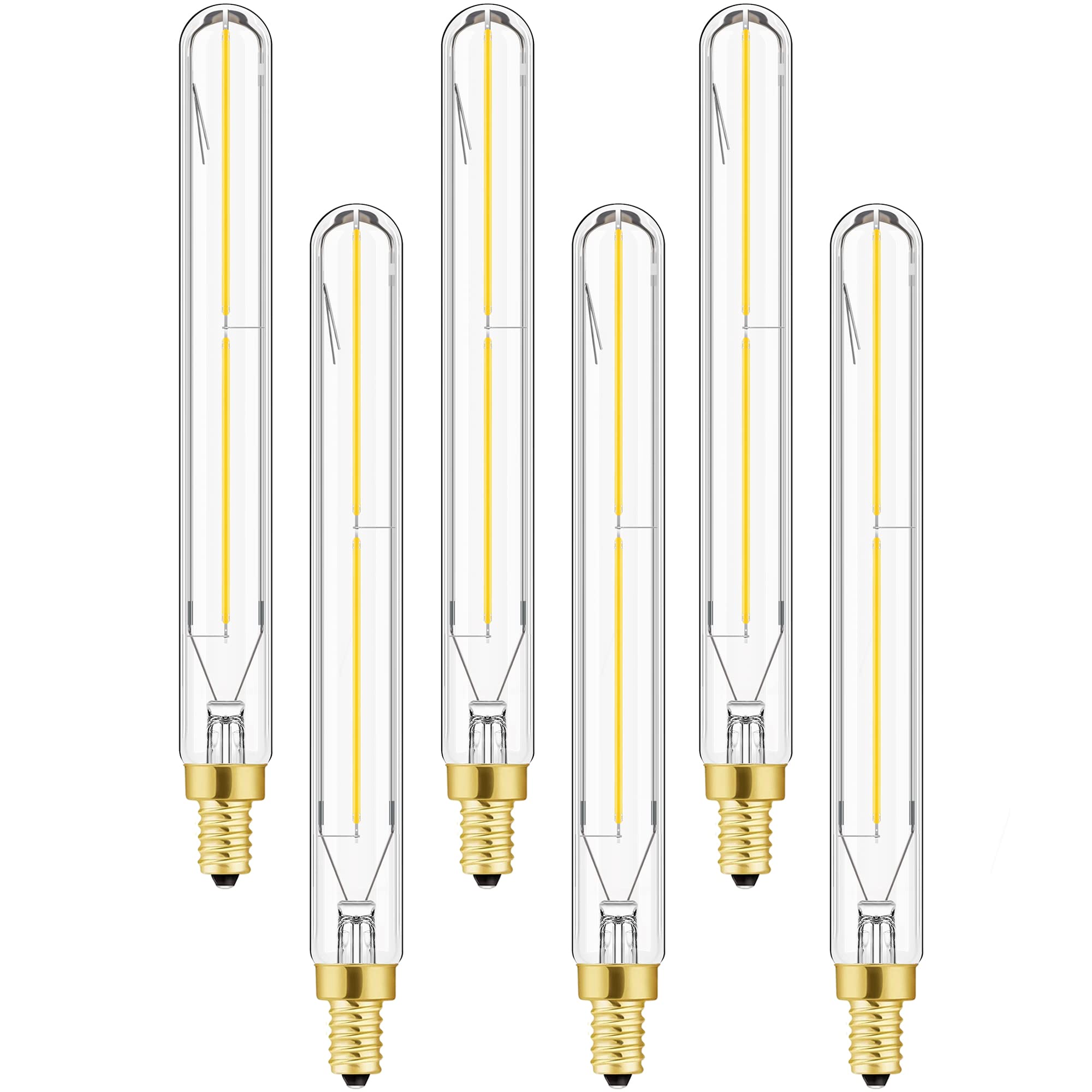 Leools E12 Led Long Bulb,7.3 Inch Long Tubular Light Bulbs,T6 B11 Candelabra Bulb 40 Watt For Chandeliers,Clear Glass,Daylight,4