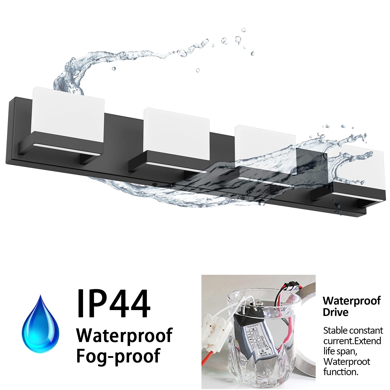 Tipace 4 Lights Modern Black Vanity Light Up And Down Black Led Vanity Light Fixtures Bathroom Vanity Light Fixtures Over Mirror