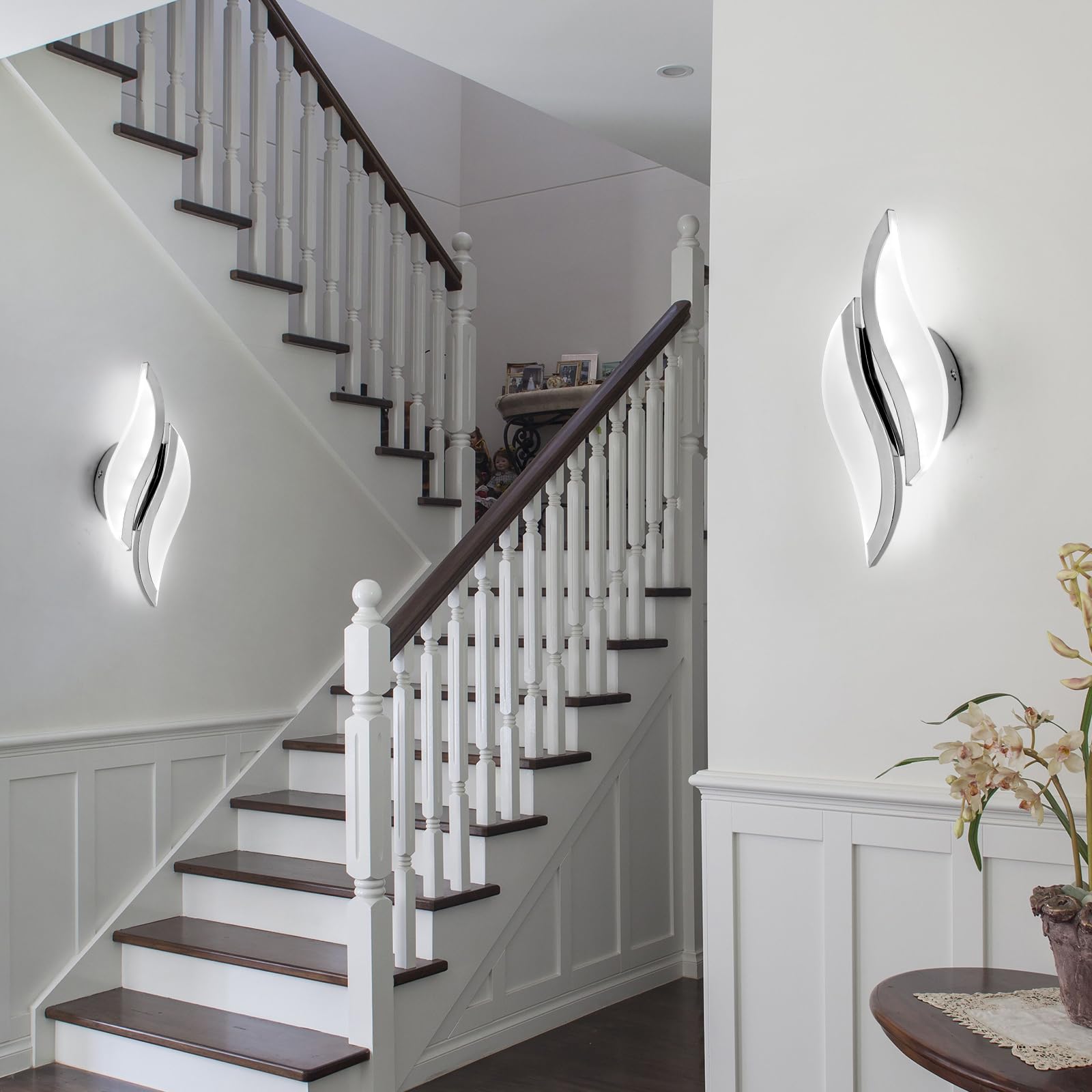 CANEOE Modern LED Wall Sconce, 6000K Acrylic Indoor Light, Chrome, 1 Pack, Model WL-YZCH-C