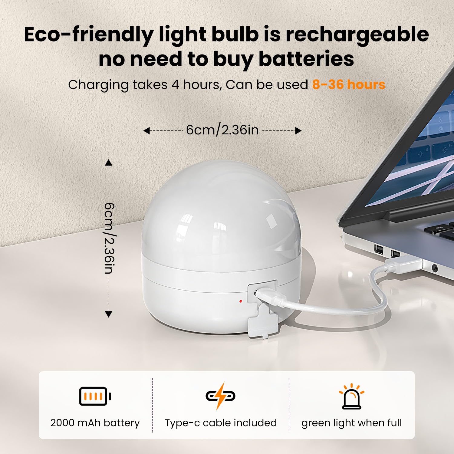 LGMCF Rechargeable Light Bulbs with Remote Control, 3 Color Temperature Options, E26, Model HJA60, Battery Operated