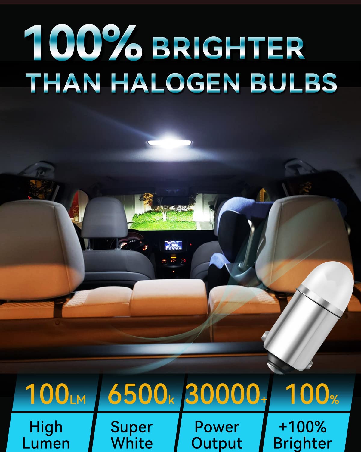 Keiurot 1893 Led Bulb 1895 1815 1816 53 57 Bulb Ba9S Led Bulb For Indicator Lights Car Dome Map Trunk License Plate Courtesy Step Light White Dc/Ac 12V, 10-Pack