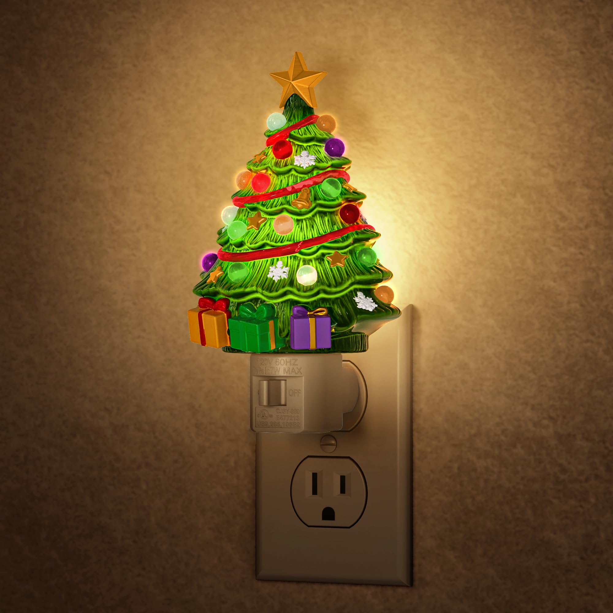 Briignite Christmas Tree Night light, 3000K Night Lights Plug into Wall, Christmas Gifts Cute Night Light for kids, Plug in Nigh
