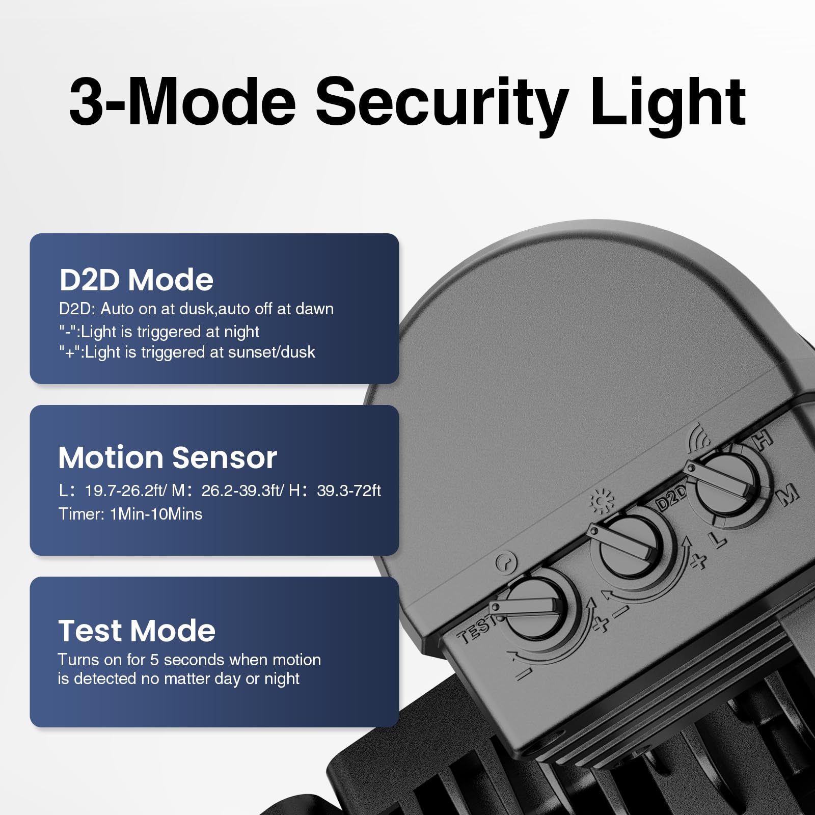 Onforu 65W LED Security Light - Motion Sensor, 6500LM, IP65 Waterproof, 3-Head Adjustable, Black, Model BDB65G-3