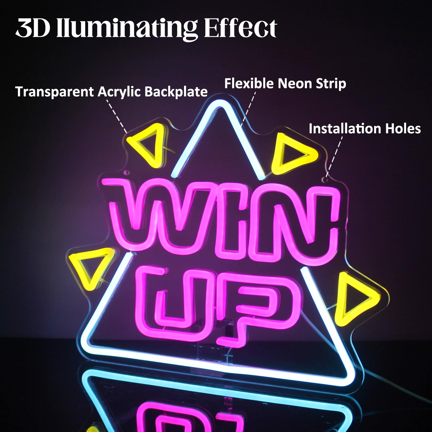 CKTBLEY Win Up Neon Sign for Wall Decor Game LED Neon Lights Signs Pink Blue Gaming Neon Sign Dimmable Neon Lights Gamer Neon Ni