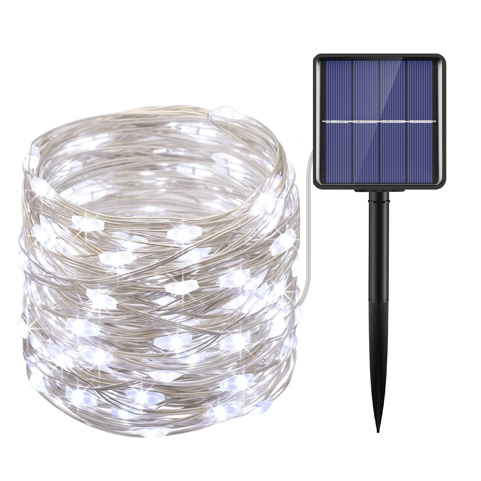 AMIR Solar String Lights, 240 LED Copper Wire, 78.6ft, Waterproof IP65, 8 Modes, White, Decorative for Outdoor, Wedding, Party, Halloween