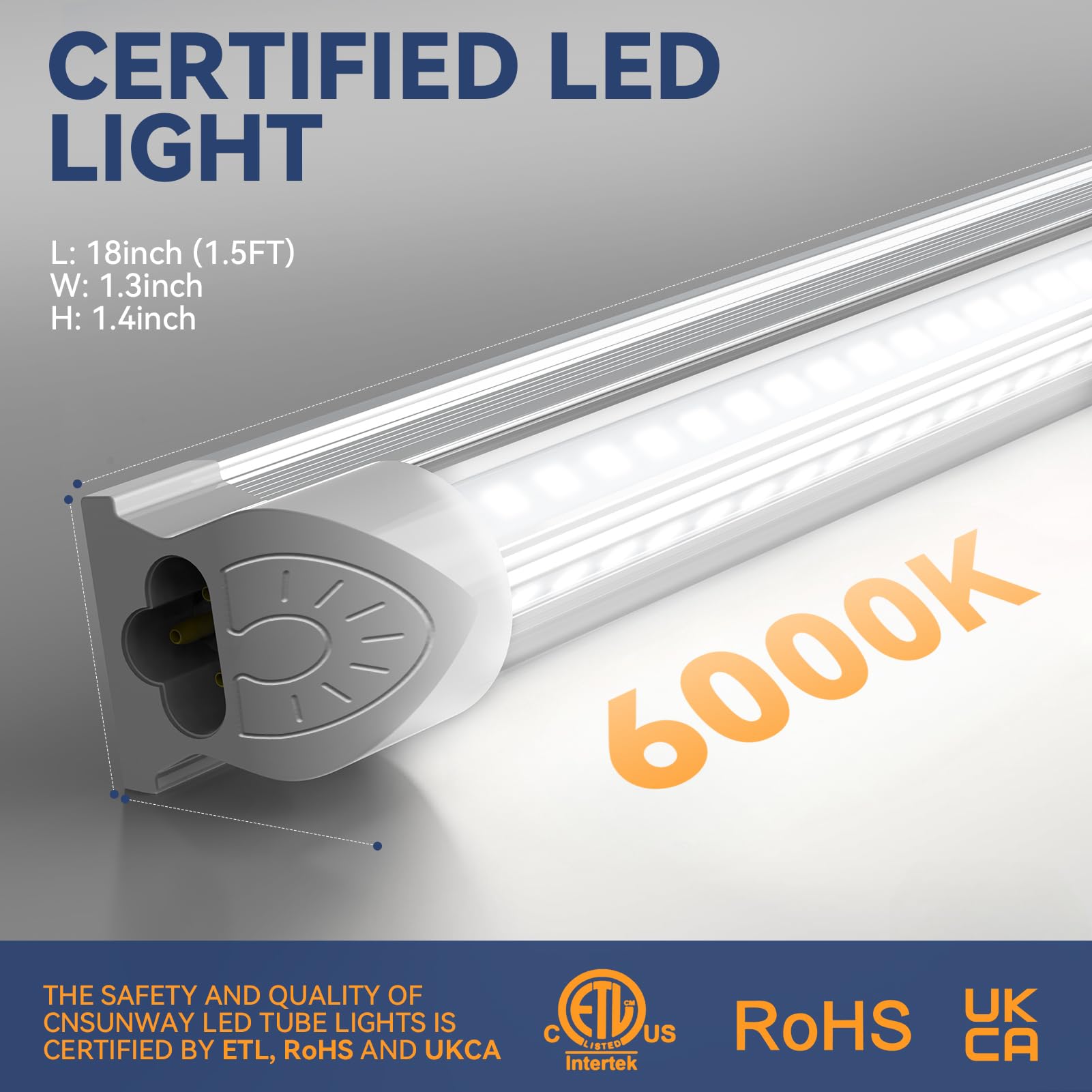 CNSUNWAY LED Shop Light 20W V-Shape T8 Tube Fixtures 1.5FT Cool White 2 Pack Model SWT80018B3060
