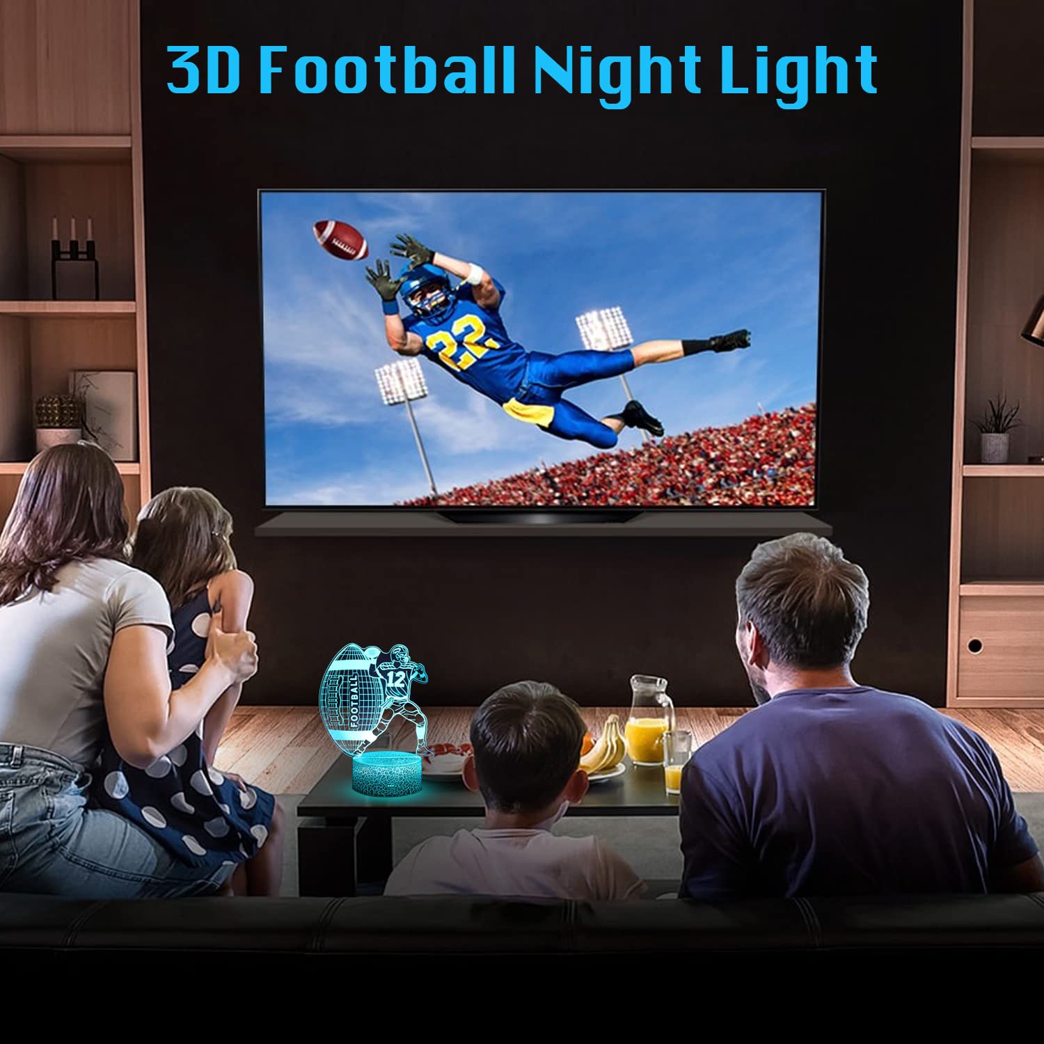 Uyeyuy Football 3D Illusion Lamp Night Light Football Gifts For Men With 16 Colors Timer Remote For Boys Age 5 6 7 8 Year Old Bo