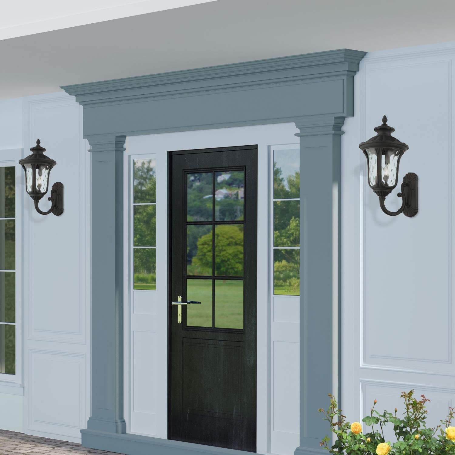 Livex Lighting Oxford 3-Light Outdoor Wall Lantern, 22inx11inx22in, Aluminum, Black, Model 7856-14