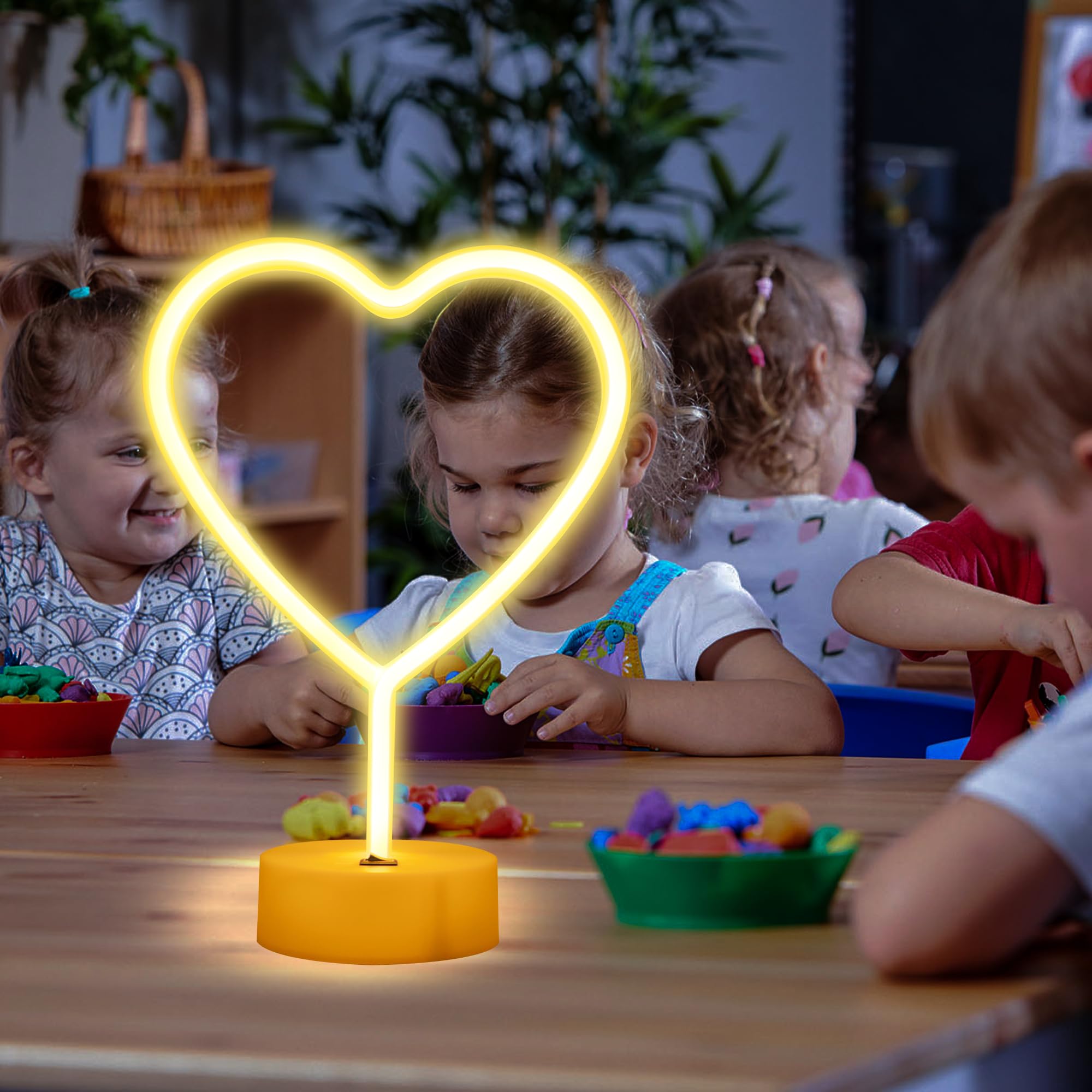 Enuoli Neon Night Light Heart Shaped Lamp Usb & Battery Powered Hanging Heart Love Neon Sign Wedding Novelty Home Decor Birthday