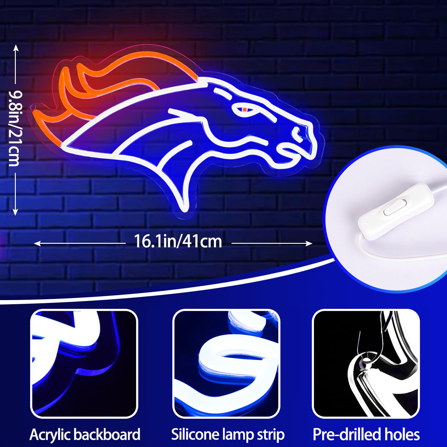 Football Neon Sign For Wall Decor Football Neon Light For Man Cave Or Garage Birthday Gifts For Men With Rugby Team Logo Sign For Bar Dorm Party Game Room Size 16.1 * 9.8In(Zyld057)