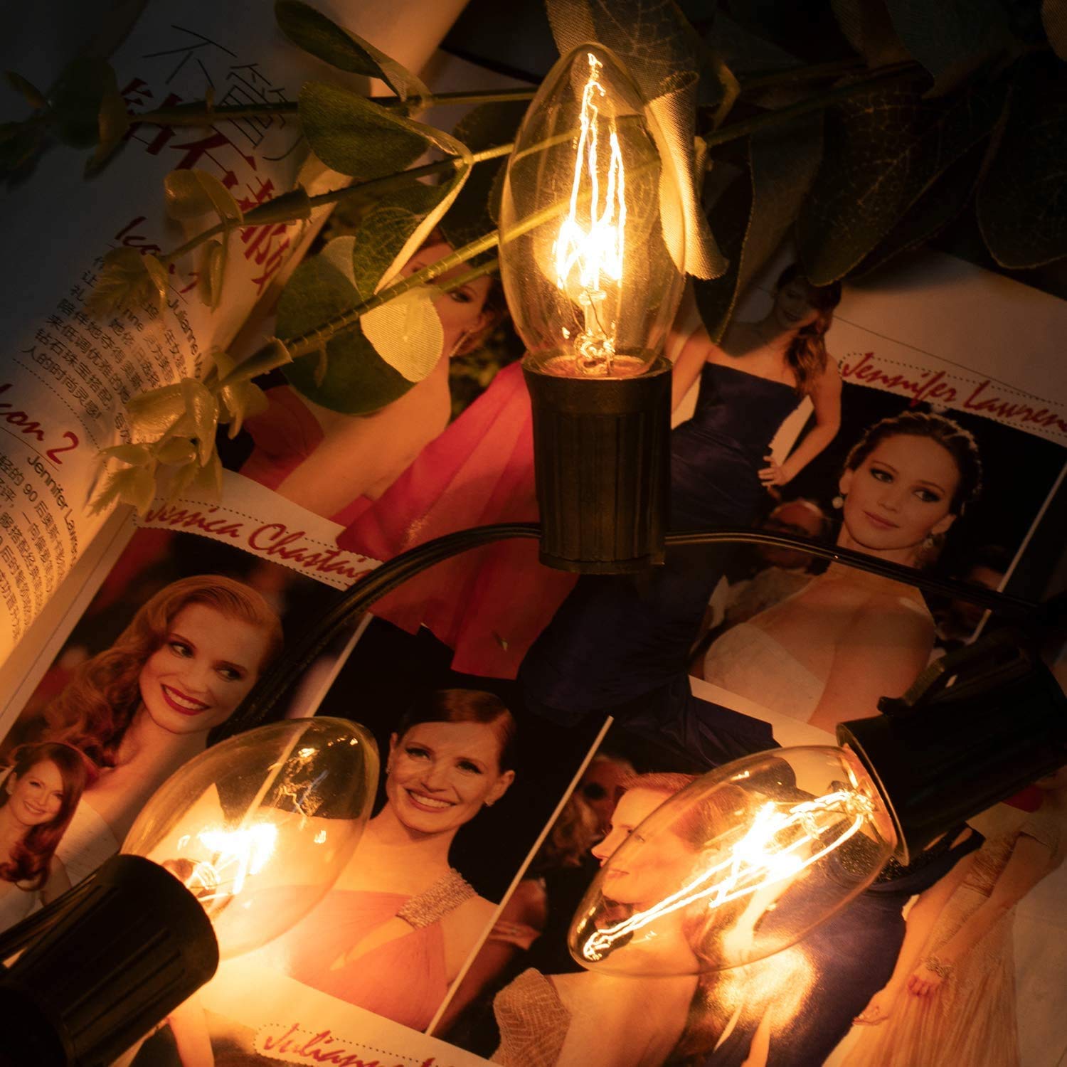 50 Feet C9 Bulb String Lights Outdoor Warm White Clear Christmas Lights Black Wire For Outdoor Patio Room Christmas Party Backya