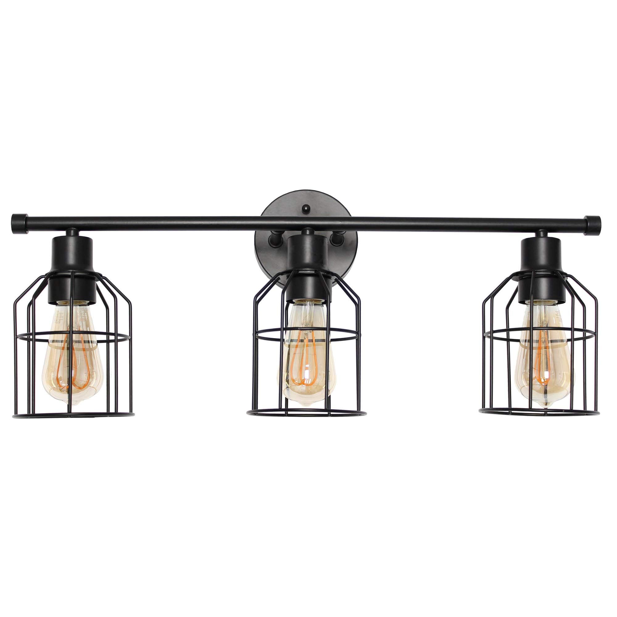 Lalia Home Industrial Bathroom Vanity Light, Matte Black Wire Cage Shade, Metal