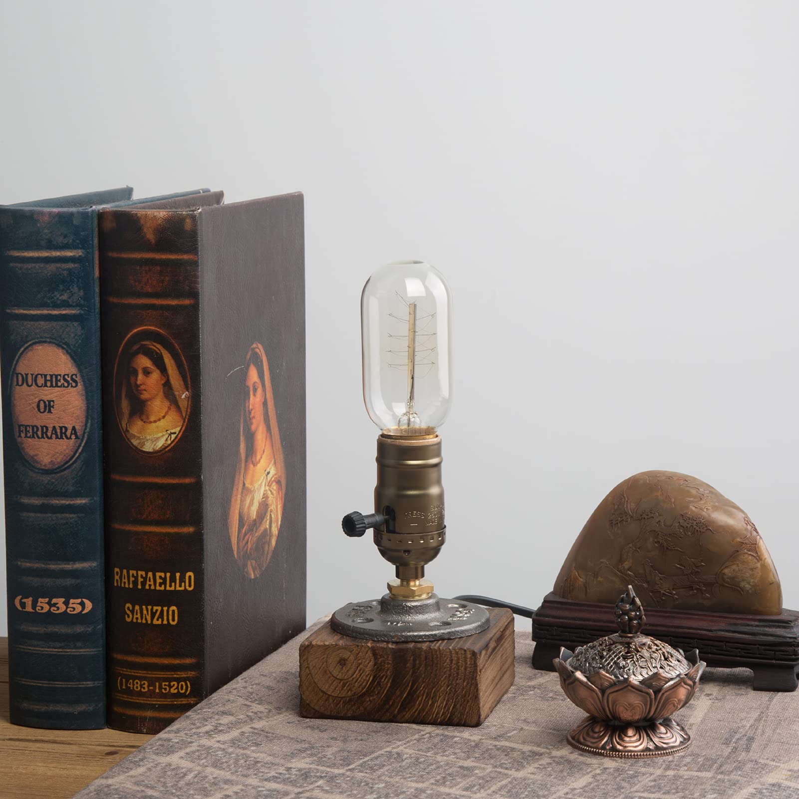 OuXean Vintage Table Lamp, Industrial Steampunk Design, Dimmable E26 Holder, Bronze Color, Home Decor for Bedroom or Living Room