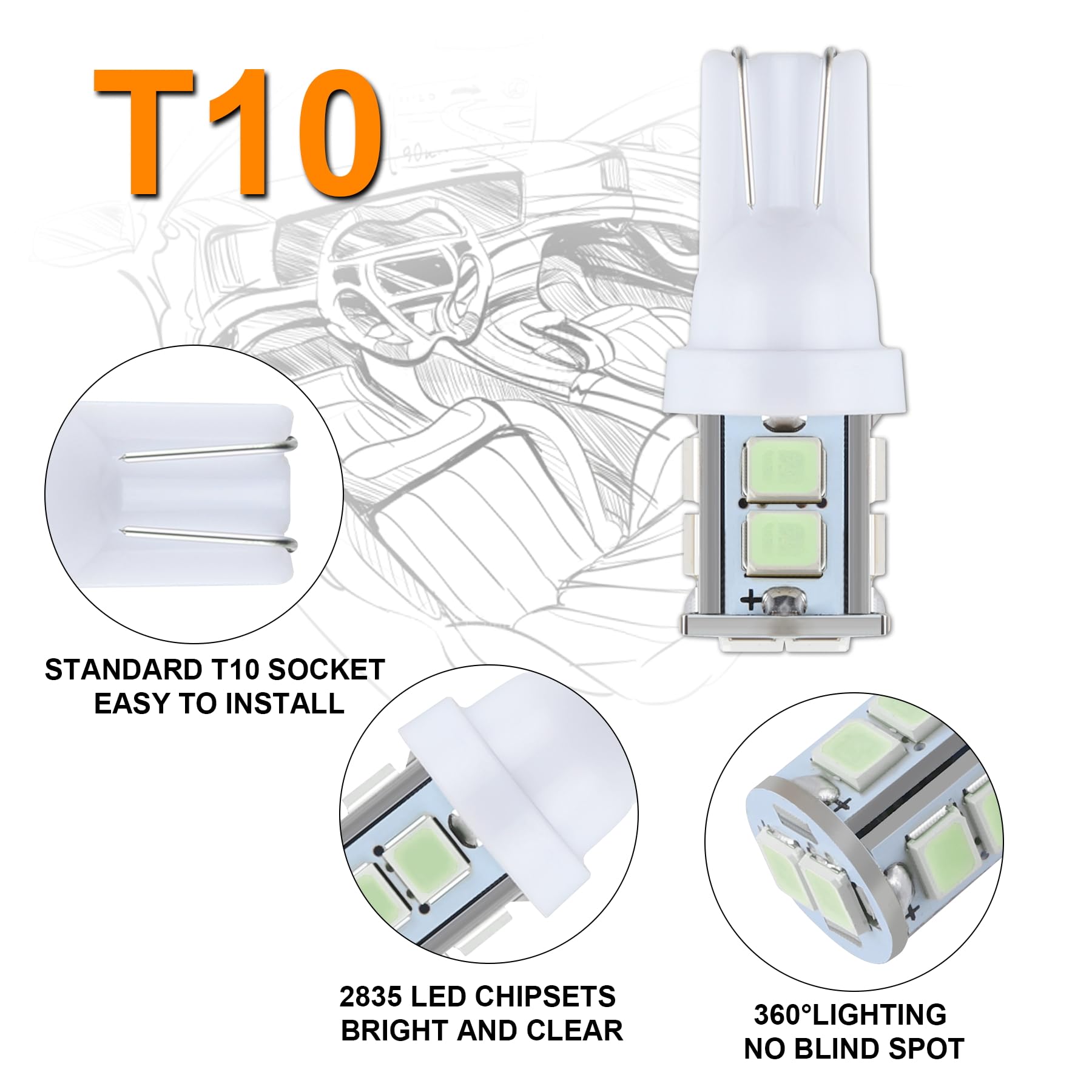 Ifunyled 24 Pieces Dome Light Led Car Interior Bulb Kit Set 194 T10 De3175 578 31Mm 42Mm Bulbs Interior Replacement Lights For C