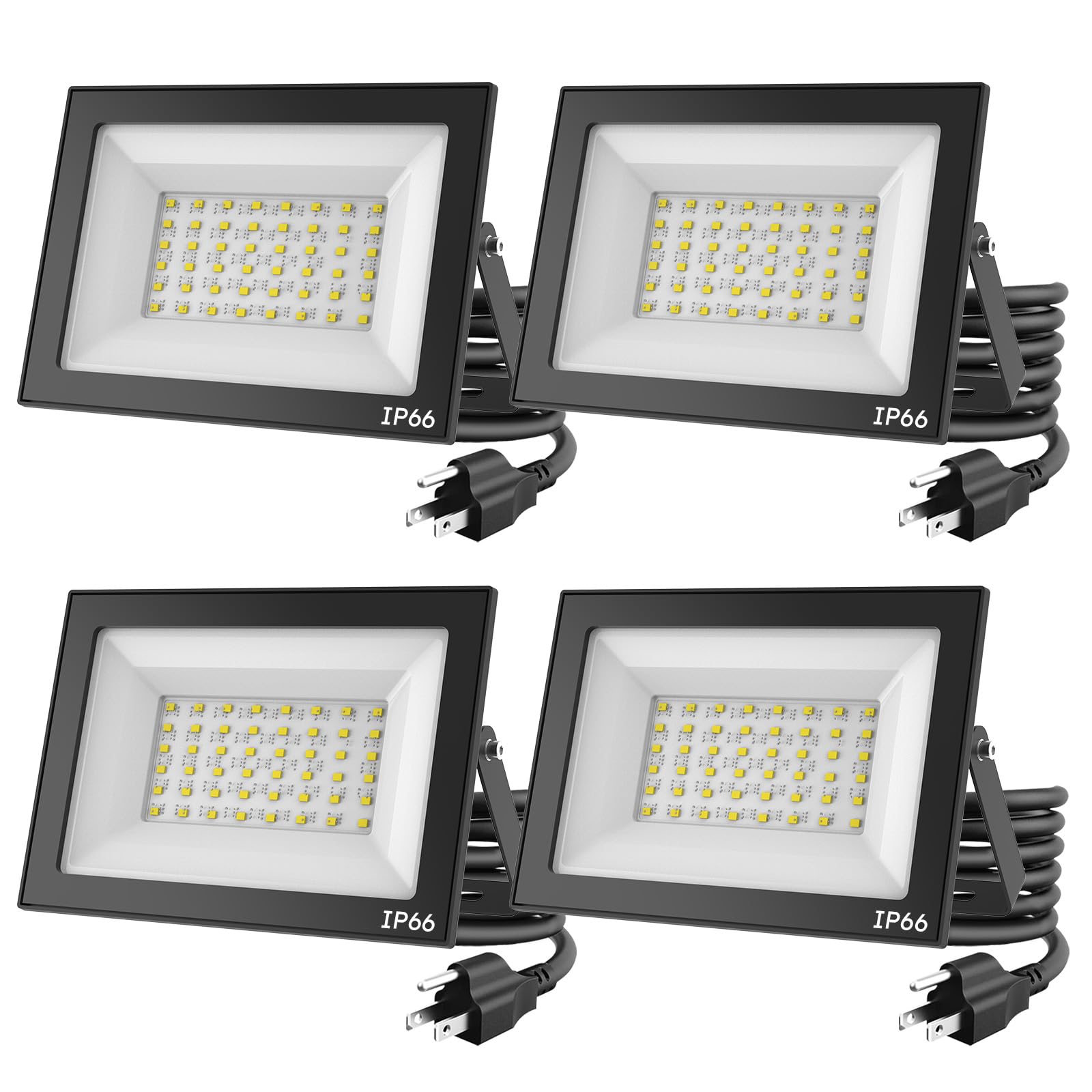 Madewell Living 4-Pack 50W Led Flood Lights Outdoor - 9000 Lumens Super Bright Security Lighting  Ip66 Waterproof  5000K Daylight - Energy-Efficient Outdoor Lights For Garage  Garden  Lawn  Backyard