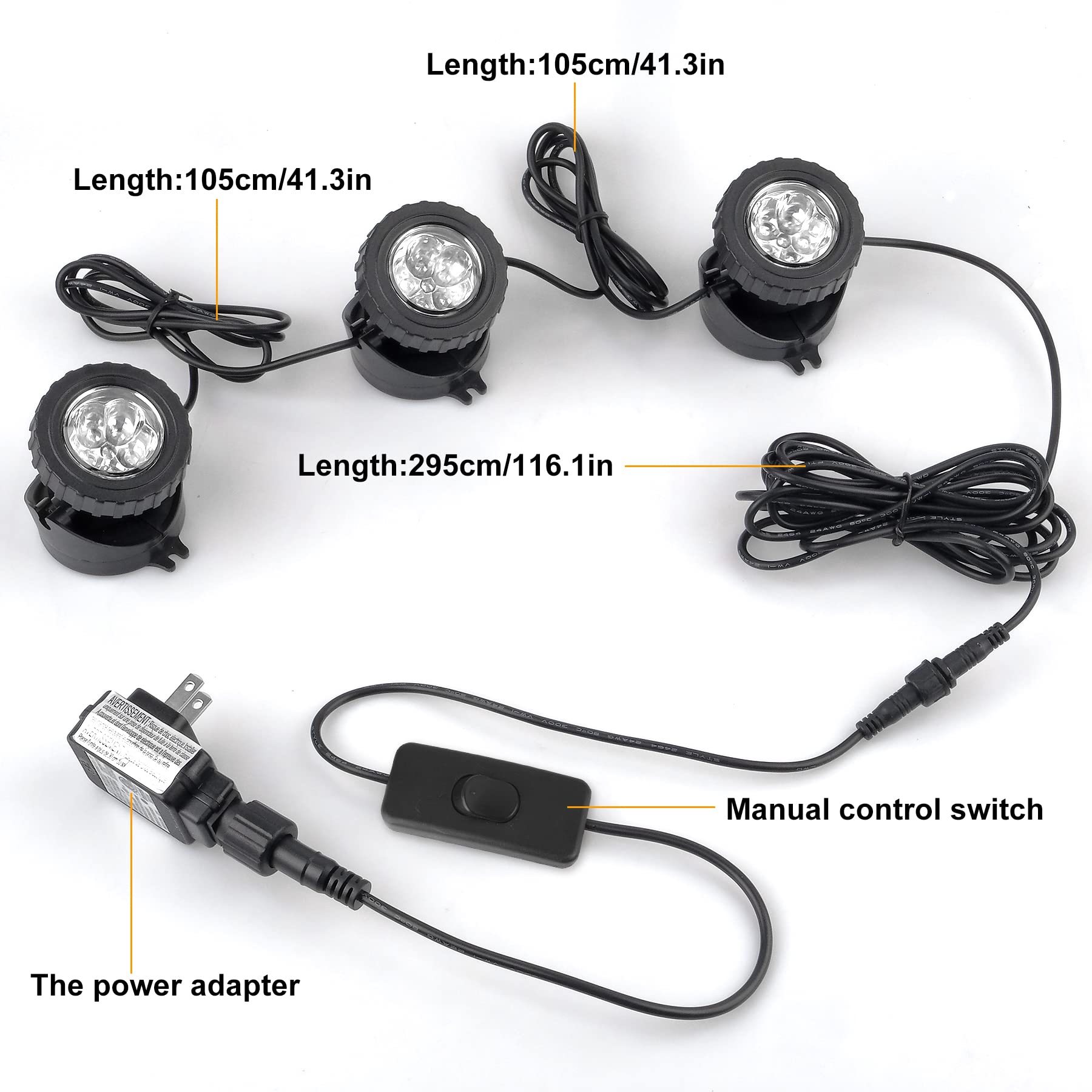 Crepow Cold White Led Pond Lights, Waterproof Submersible Spotlights For Garden & Aquarium (3-Pack)