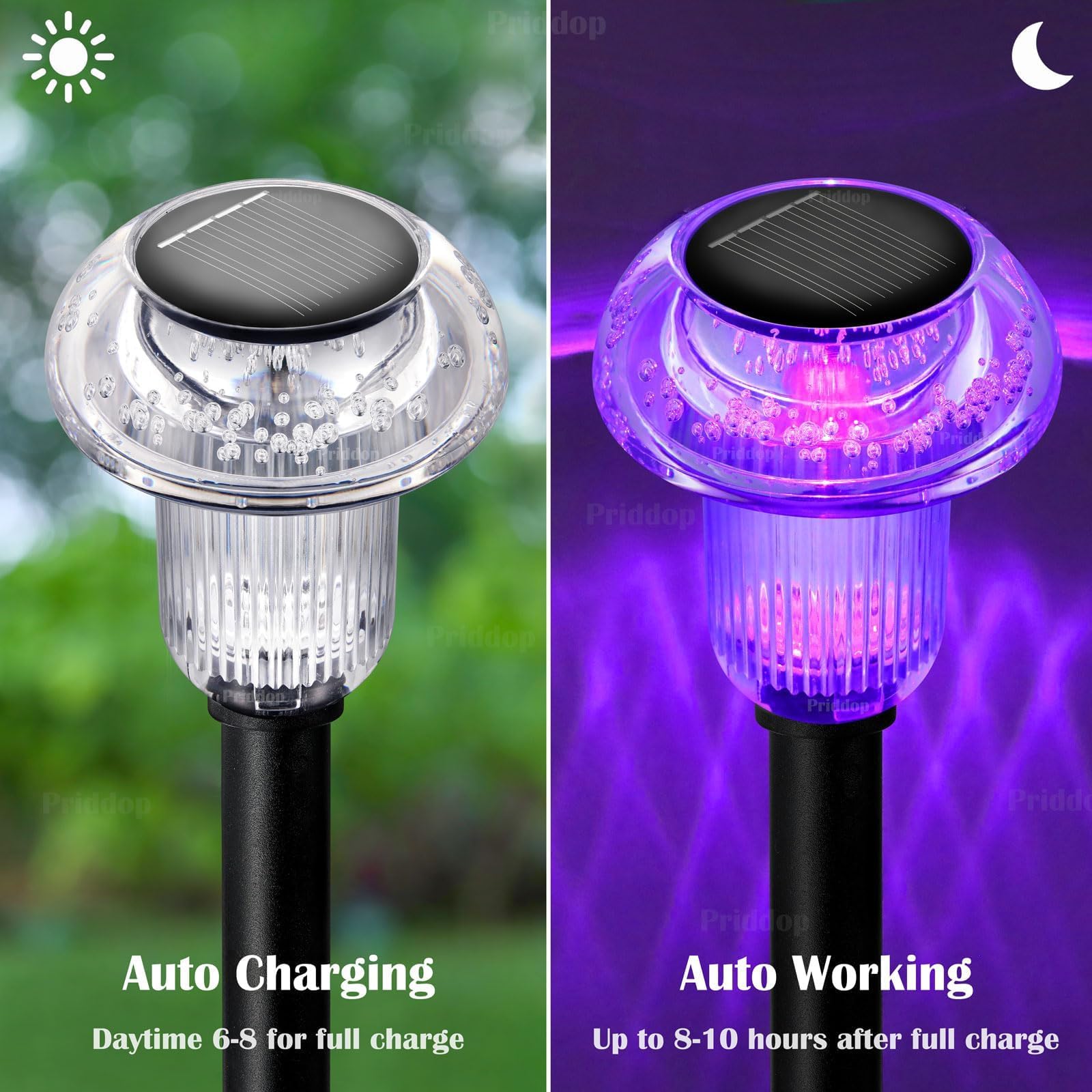 Priddop Solar Lights Outdoor Pathway Lights 8 Pack Led Waterproof Color Changing Mushroom For Garden Landscape Path Lawn Yard De