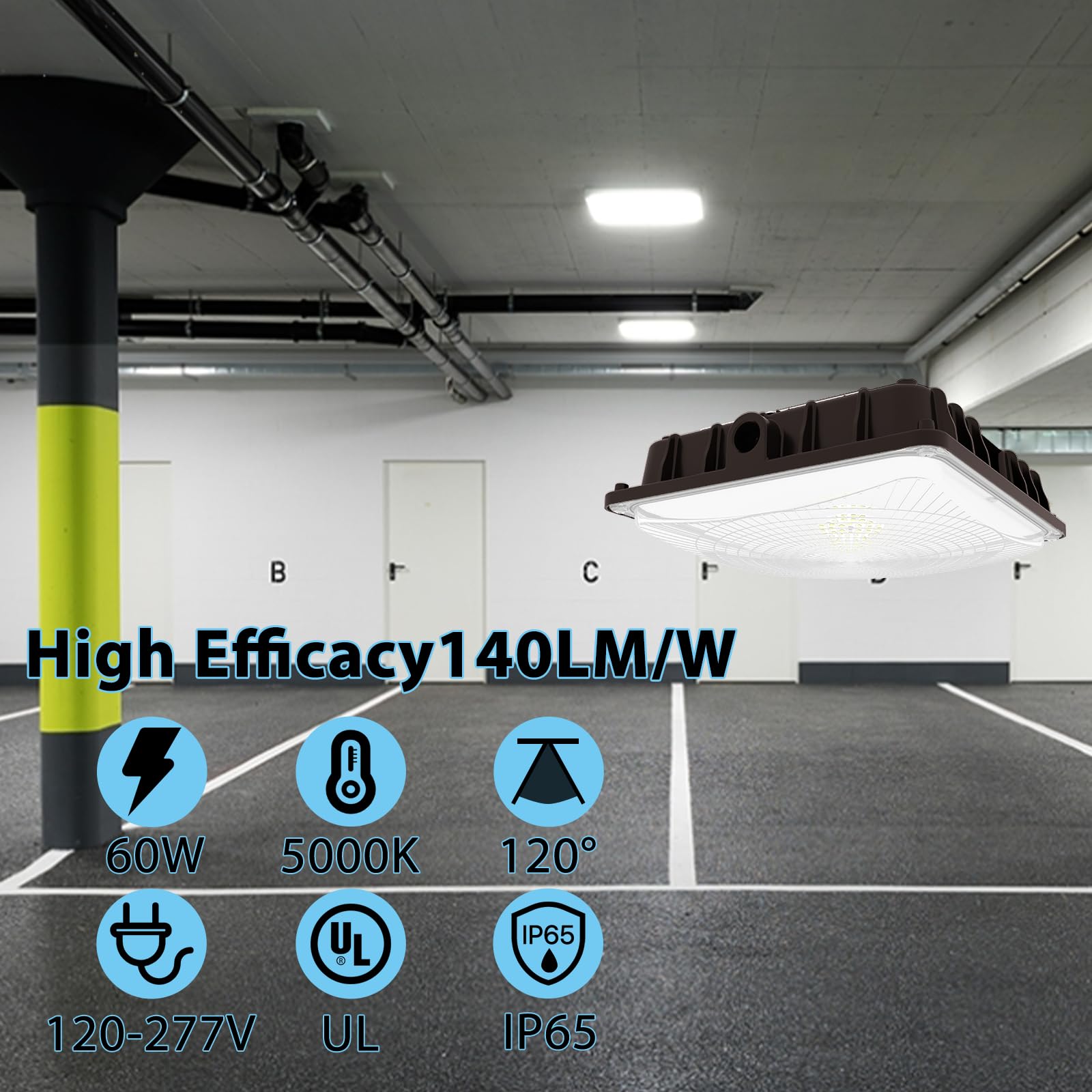 HYPERLITE LED Canopy Light 60W 4-Pack 5000K Daylight Bronze Aluminum Model CN-MS-60W-57-4PACK