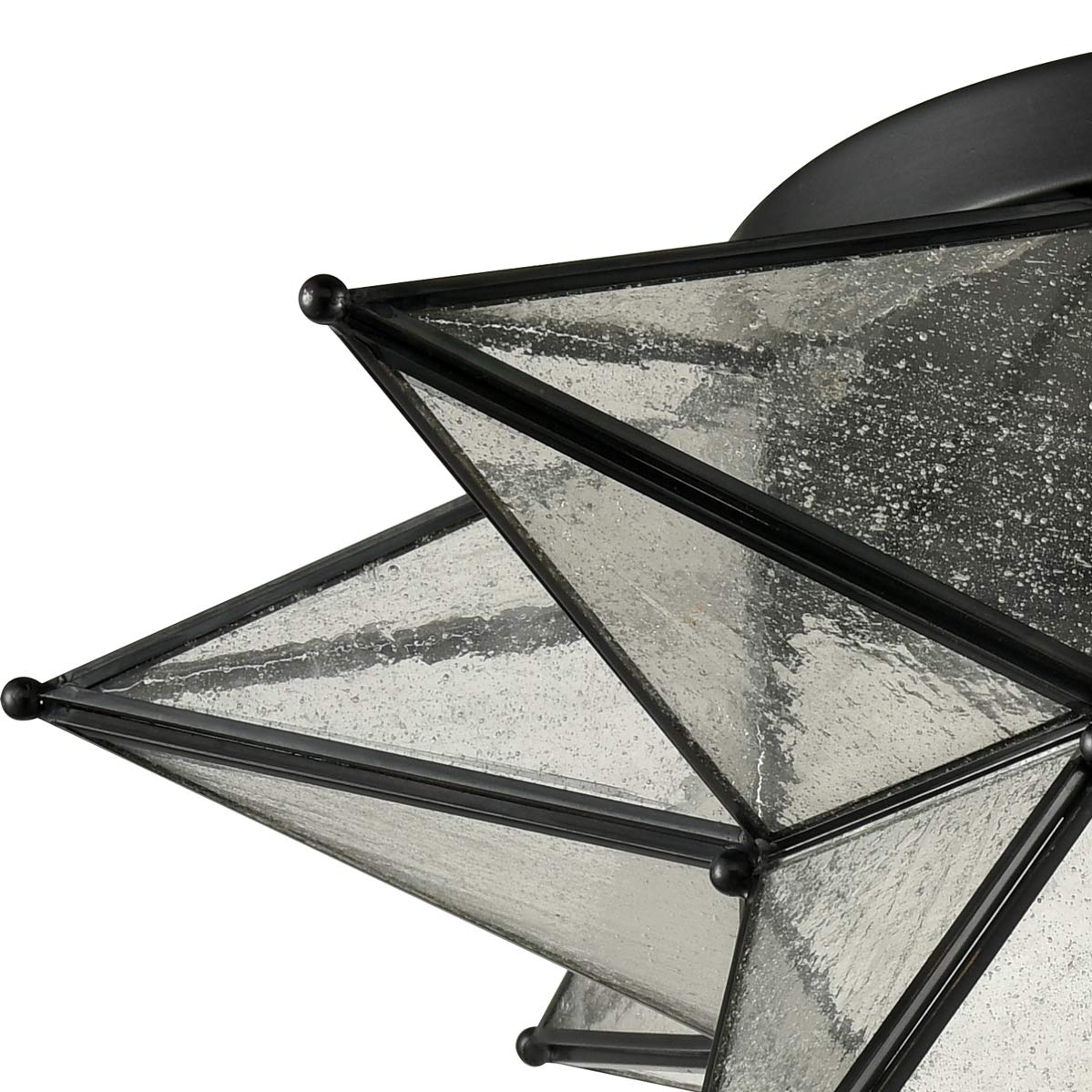 Daycent Boho Moroccan Seeded Glass Flush Mount Ceiling Light, 18-In, Black, Model Dz32088U