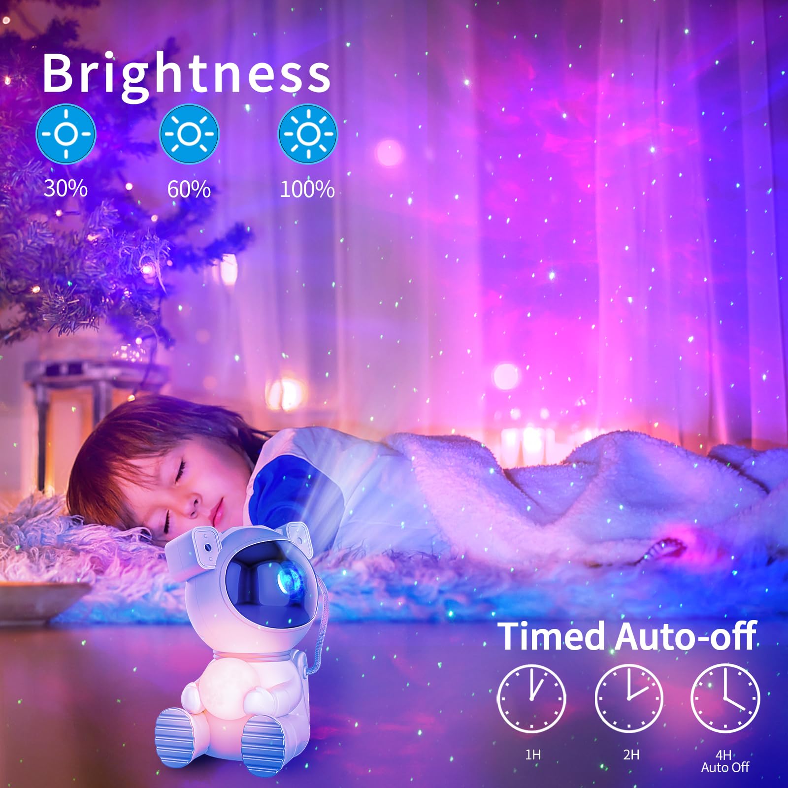 Cayclay Astronaut Galaxy Projector, White LED Nebula Lamp, Medium Size, Model HJ-XKD05, Night Light with Timer and Remote