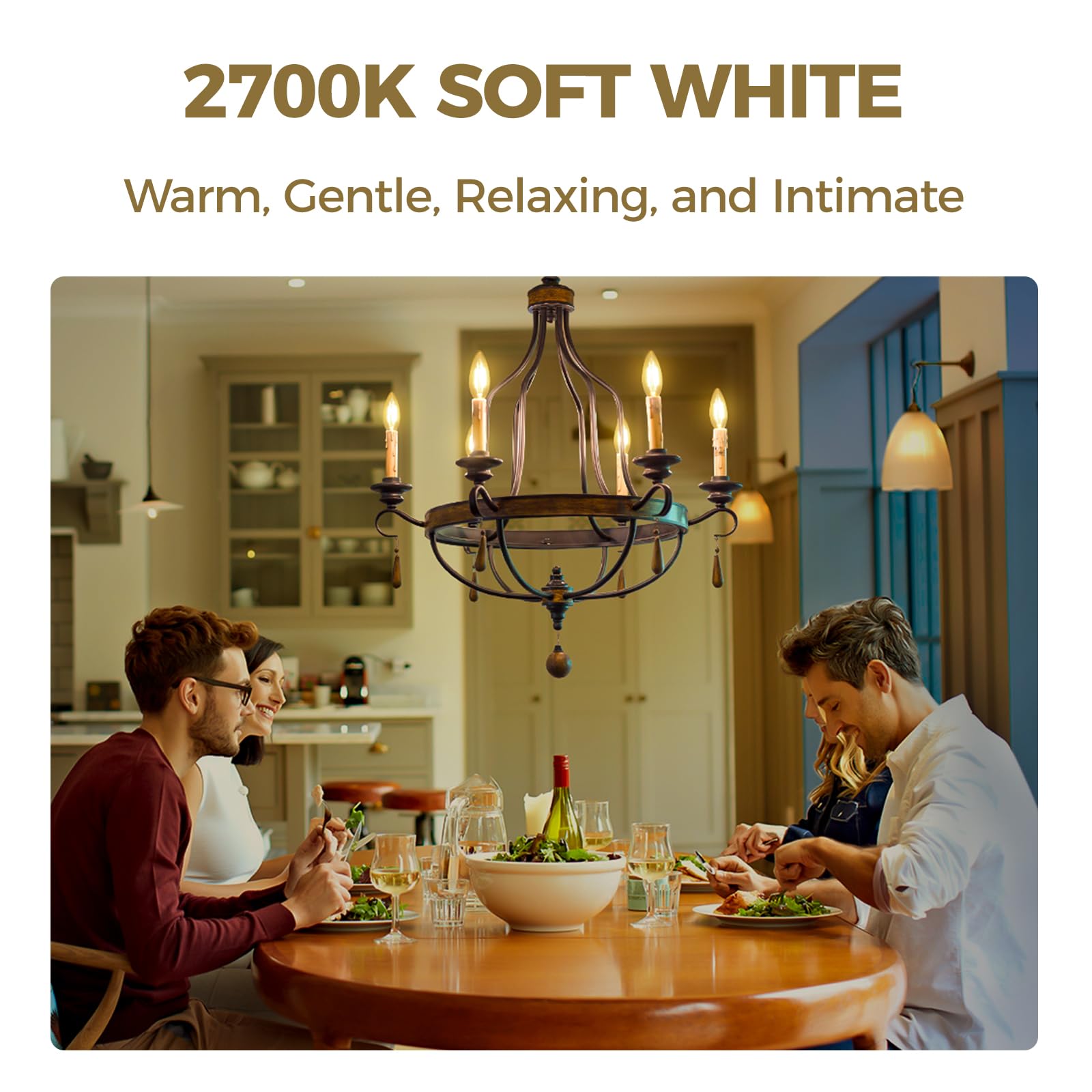 Hizashi E12 Candelabra Bulb 40 Watt Equivalent, Dimmable Candelabra Led Light Bulbs Soft White 2700K, 90+Cri 4W 450Lm B10 Led Ca