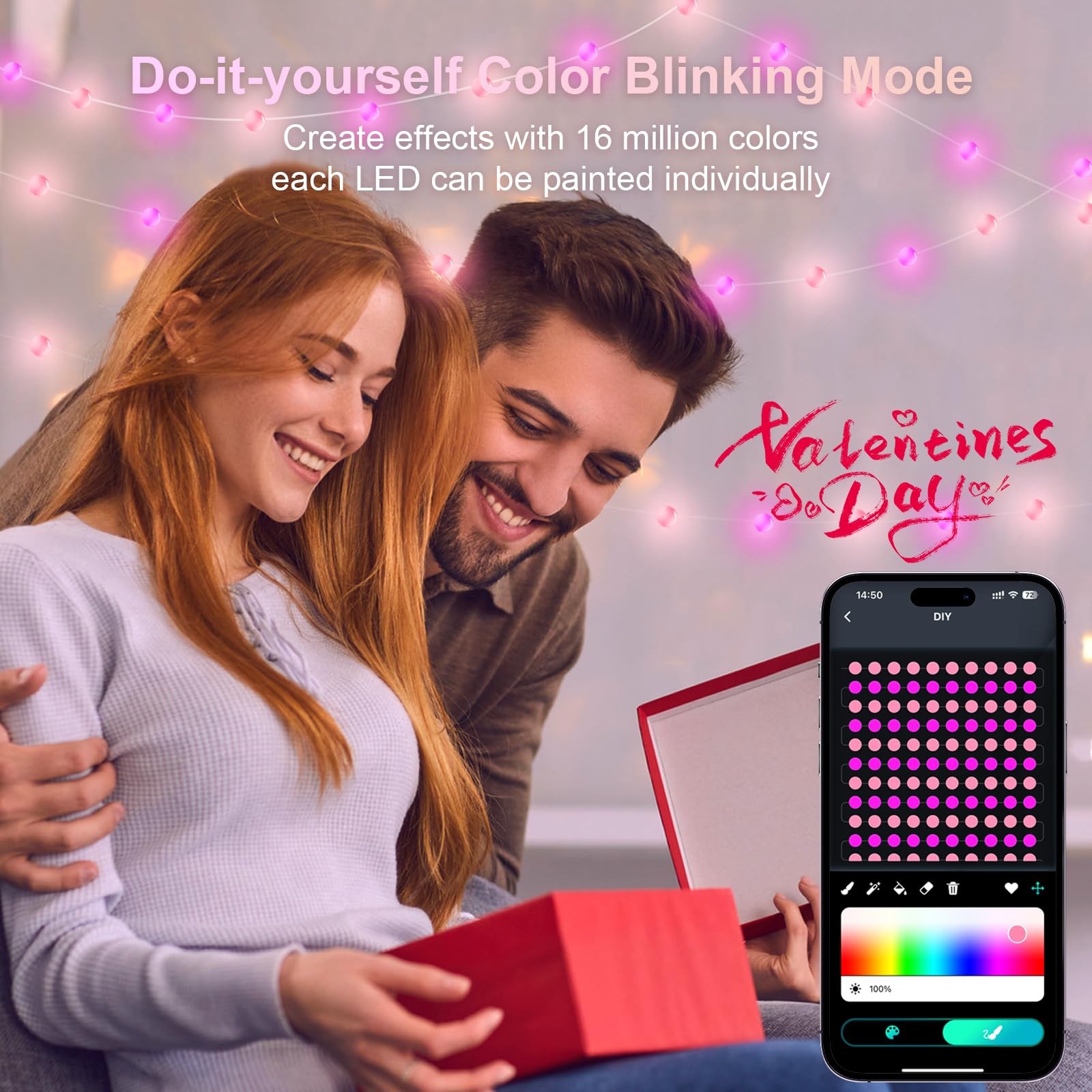 Super Rgb Color Changing Globe String Lights, 16.4Ft Smart Fairy String Lights With App Control, Mini Ball Led Twinkle Lights Hanging For Indoor Outdoor Bedroom Party Garden Camping Christmas Decor