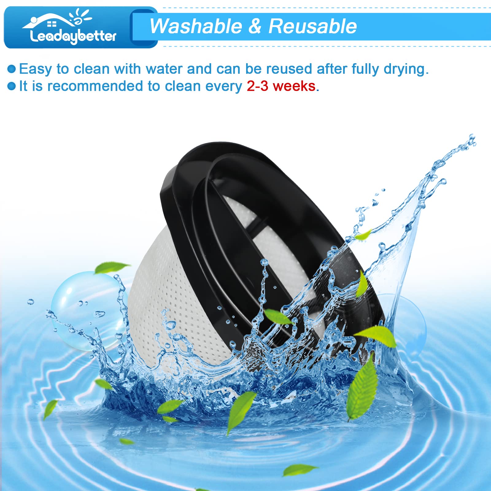 Leadaybetter 2030 Filter Replacement for Bissell 3-in-1 Stick Vacuum Cleaner, Fits Models 2030, 20303, 20306, 20307, 203