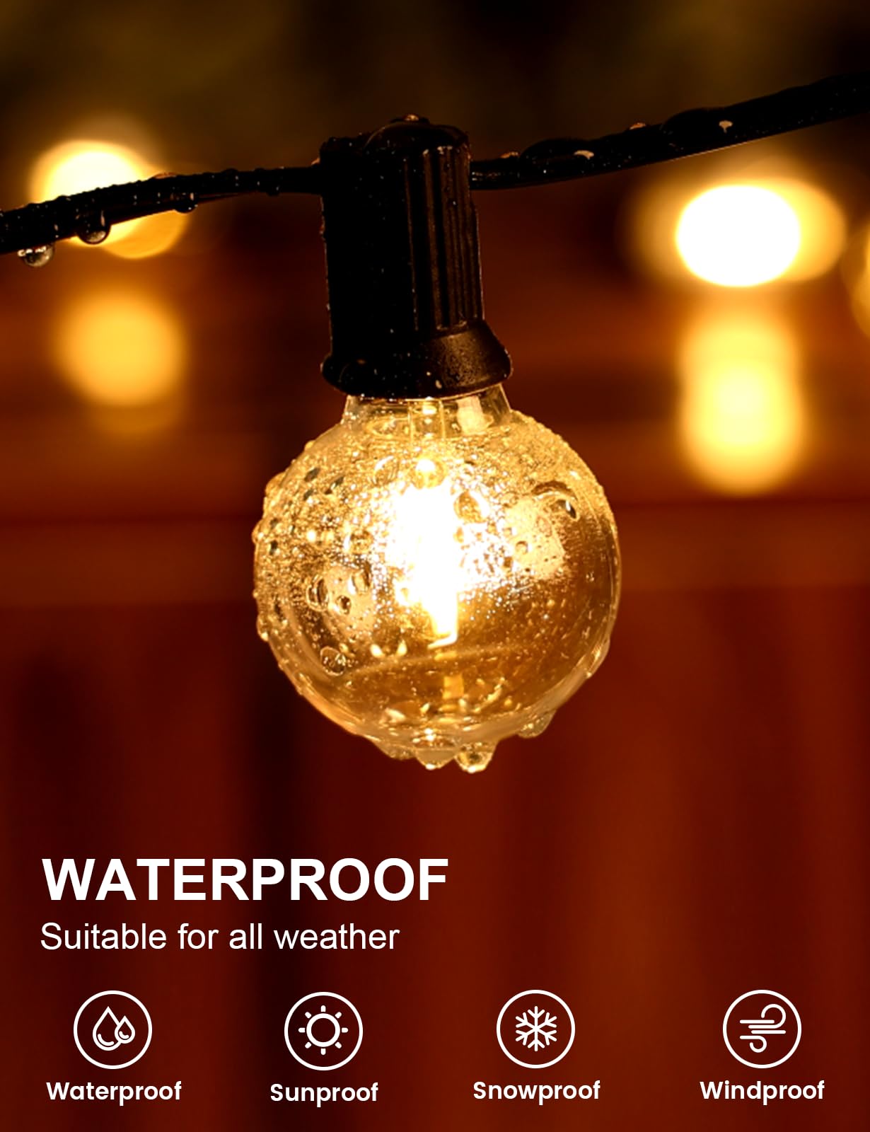 Rtty Outdoor String Lights 300 Ft Globe Led Patio Lights With G40 Plastic Bulbs,Waterproof Shatterproof Dimmable Connectable Han