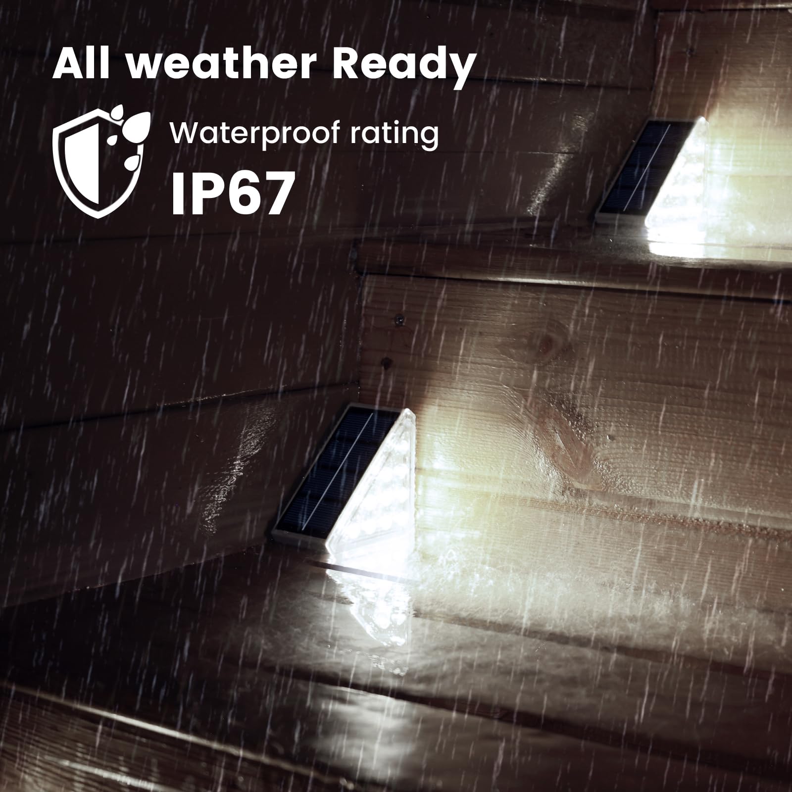 JOFIOS Solar Step Lights, 6 Pack, Waterproof IP67, Cool White, Outdoor Stair Lights, Model 61204