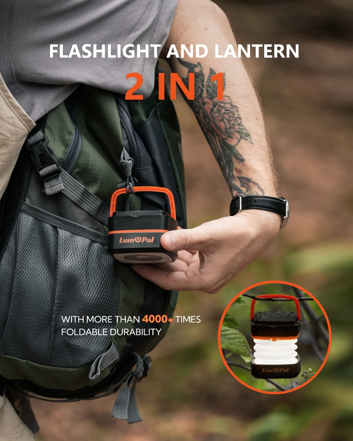 Lumopal Collapsible Solar Camping Light Rechargeable LED Portable USB Solar Lamp IP54 Waterproof Light for Backpacking Gear, Eme