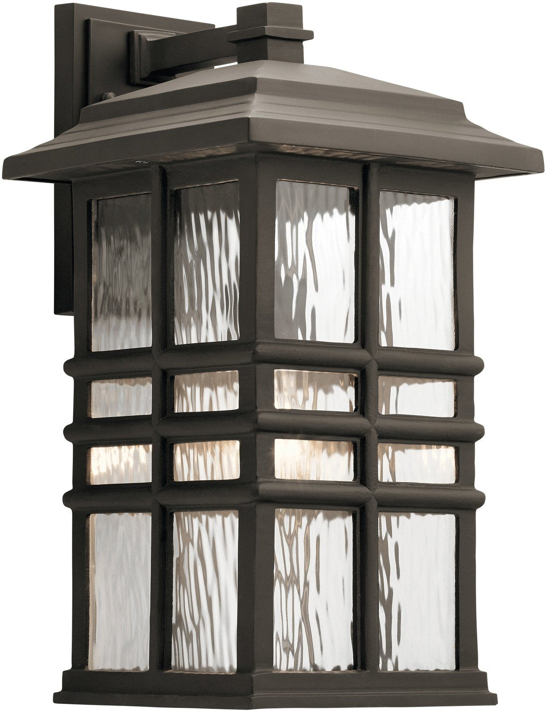 Kichler Beacon Square 17.5'' 1 Light Outdoor Wall Light with Clear Hammered Glass in Olde Bronze