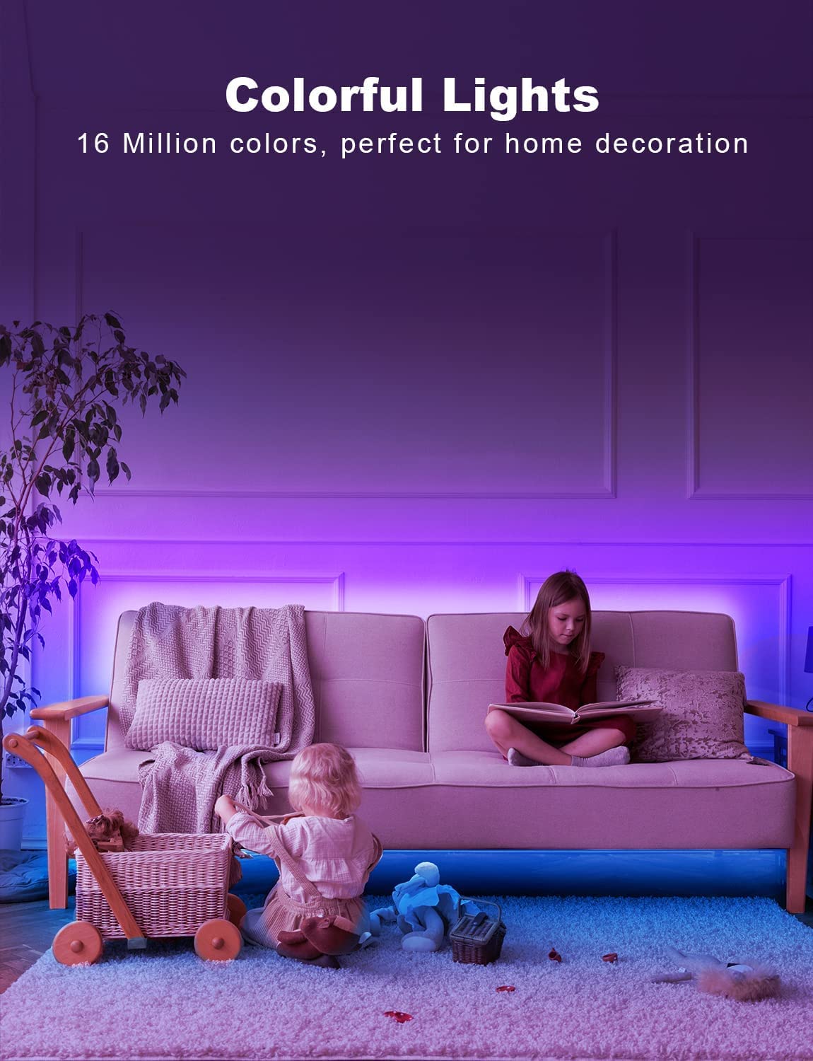 Daybetter Smart Rgb Led Strip Lights, 200Ft Led Lights For Bedroom With App Control, Multicolor Changing Led Light Strips Apply