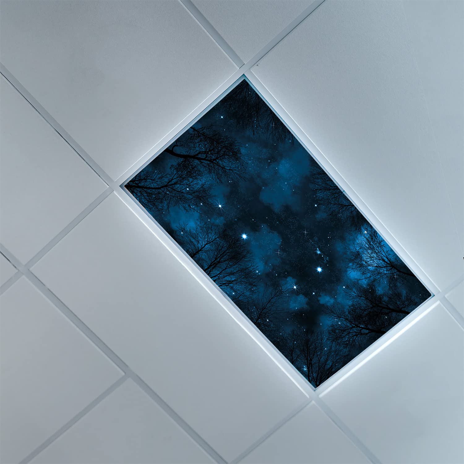 Lorougei Fluorescent Light Cover Decorative Ceiling Light Filters,Night Sky Pattern,for Classroom Office Hospitals Home Ceiling 