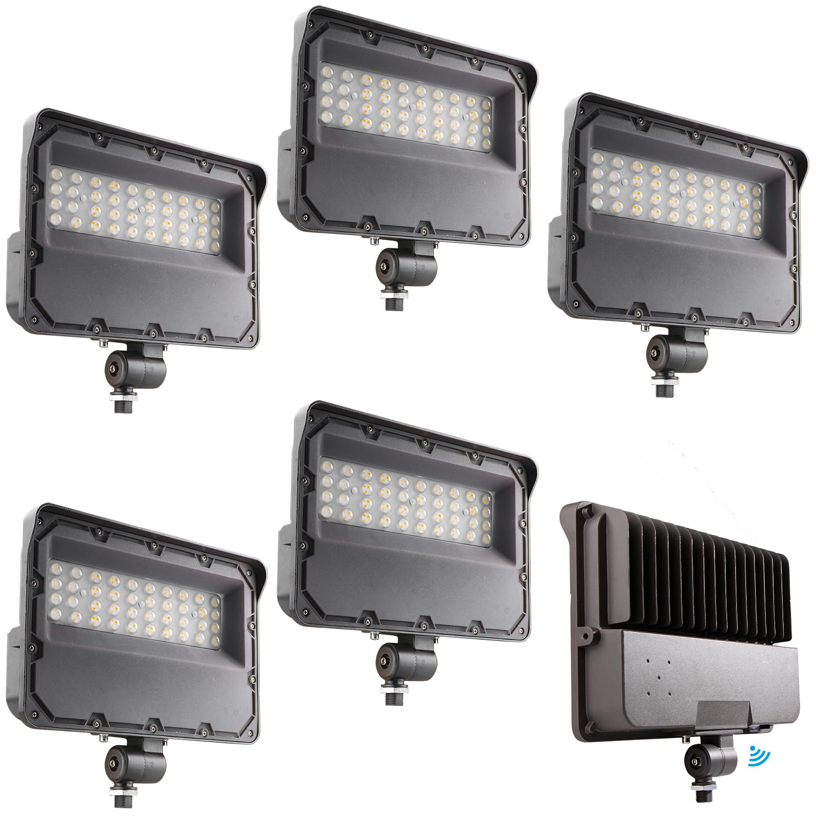 Lightdot 6Pack 150W LED Flood Light Outdoor with Knuckle, 100-277V?Driver Equipped, 5 Years? IP65 Waterproof 21000LM, 5000K Dayl