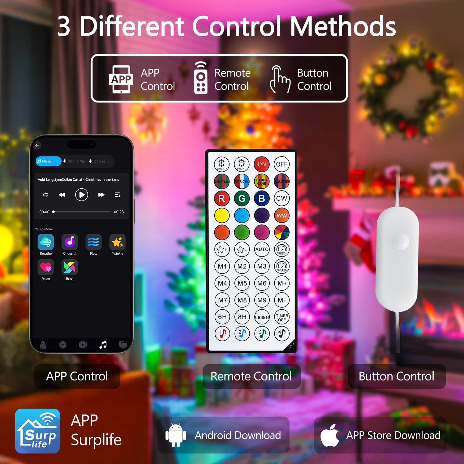 Jmexsuss 200 Led Rgb String Light Outdoor Indoor  Christmas Lights Outdoor Clear Wire Christmas Lights Plug In For Bedroom Tree Room Party Birthday Decorations