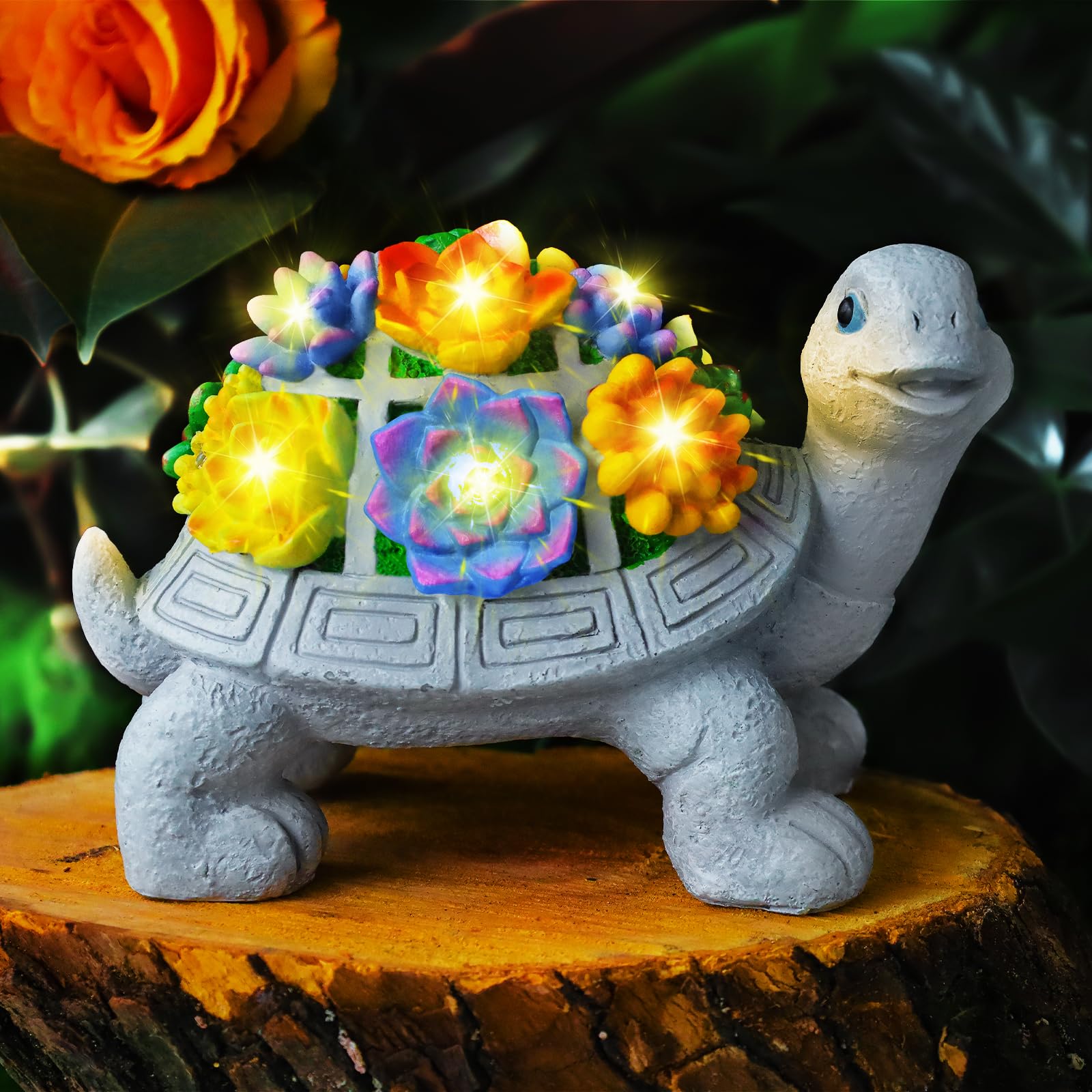Solar Turtle Statues for Garden Decor, Outdoor Sculptures for Clearance Lights for Outside Lawn Ornaments Porch Patio Balcony Ya