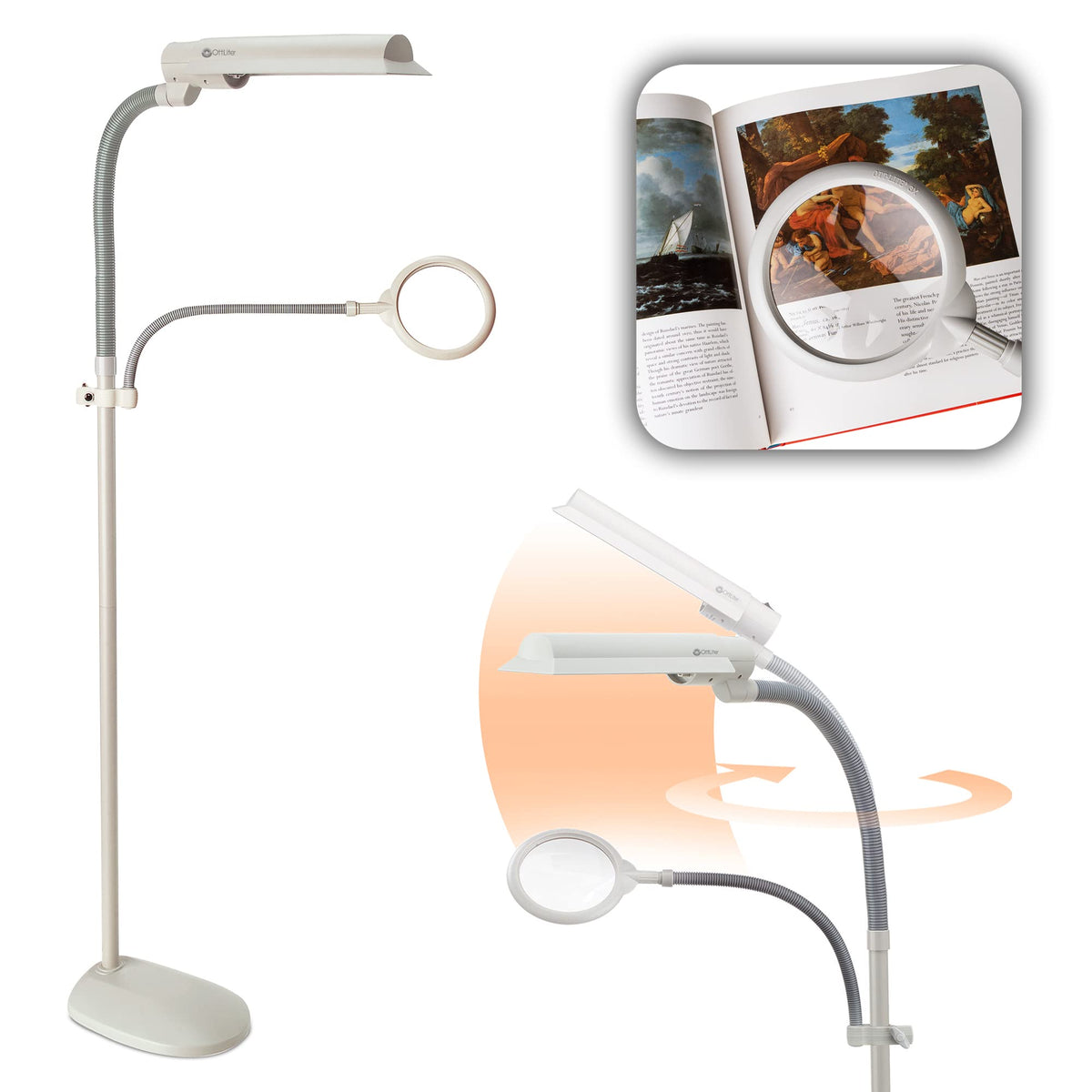 Ottlite W9437T-Shpr 18-Watt Easy View, 62 X 0 X 10.5, Dove Grey Floor Lamp