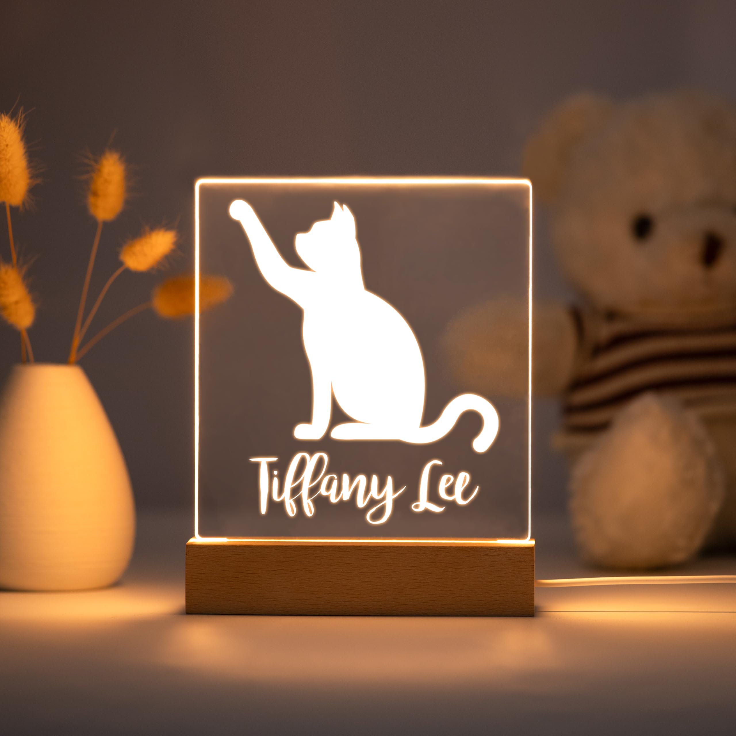 Personalized Night Light For Kids Girls Boys Customized Gifts For Baby Nursery Bedroom Decor Cats