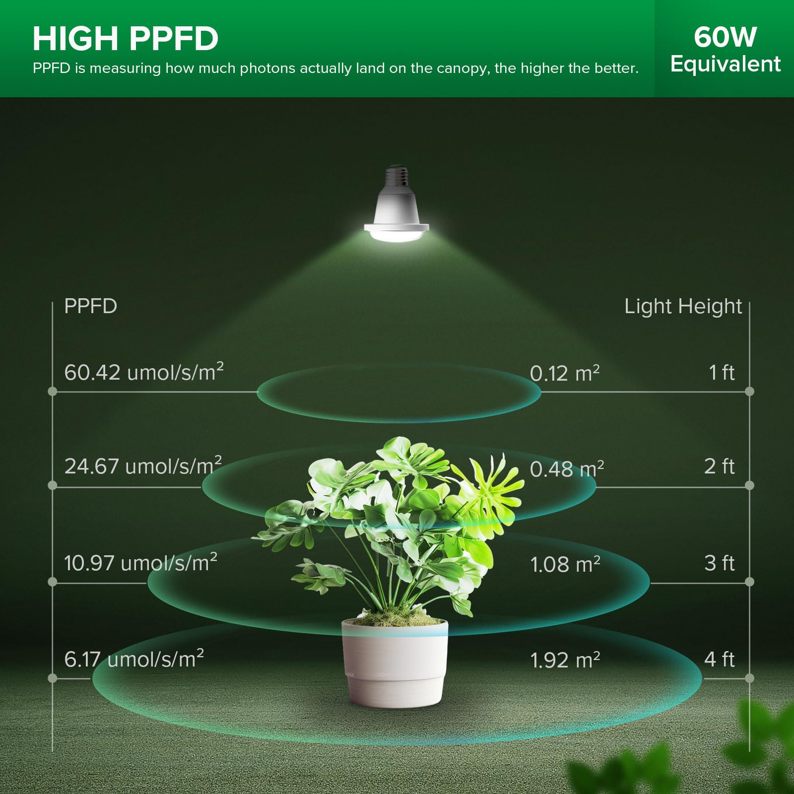SANSI LED Grow Light Bulb, 12W BR20 Full Spectrum, 5000K Daylight, E26 Base, 25,000 Hours Lifespan, IP54 Waterproof