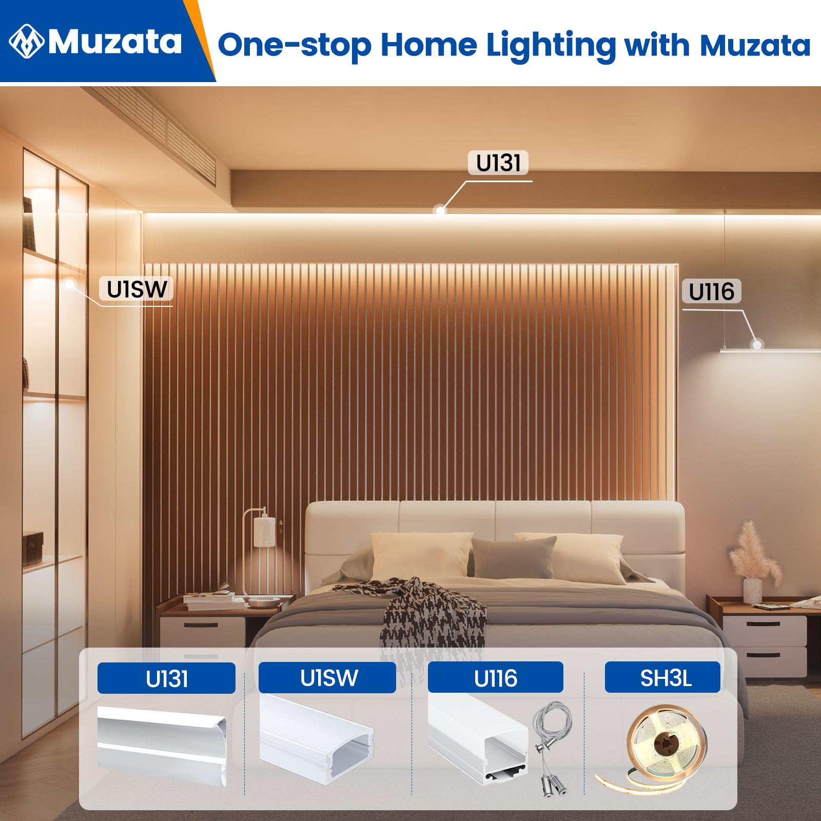 Muzata 10Pack 6.6Ft/2M Silver Led Channel With Milky White Cover Led Strip Channel Led Diffuser Led Diffuser Channel Led Strip L