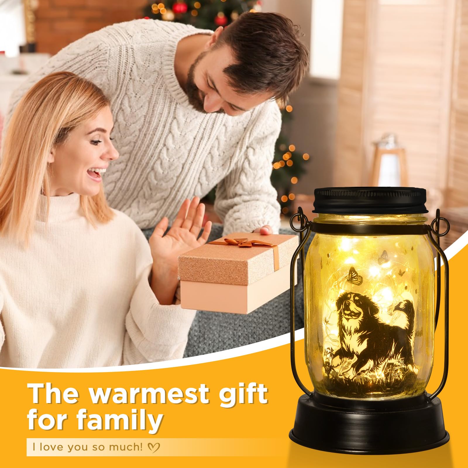 Bernese Mountain Dog Gifts For Women/Men Bernese Mountain Solar Lanterns Birthday Dog Lovers Lantern Pet Loss Dog Memorial Light